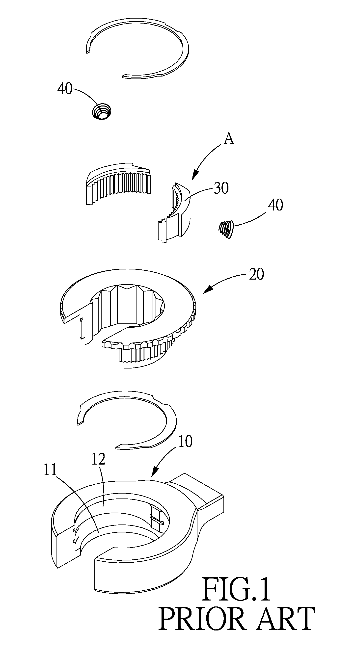 One-way wrench having a catching device with two catches and a catch holder and having differential teeth