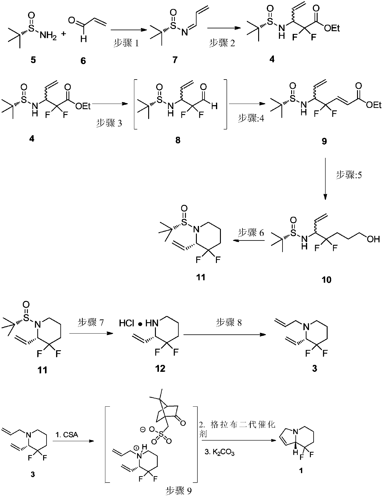 8,8-difluoro-swainsonine [(-)-swainsonine] derivative and preparation method thereof