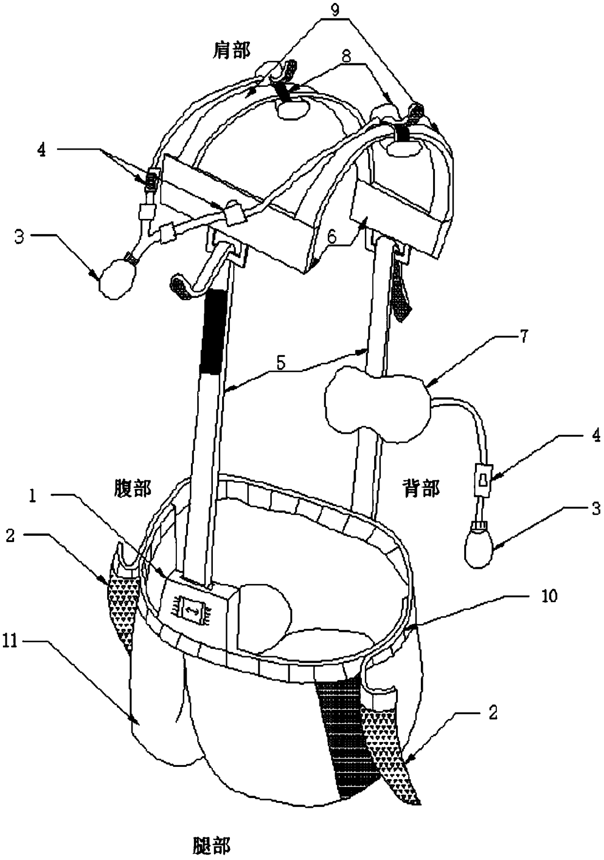 Spinal column pressurizing device used for nuclear magnetic resonance imaging