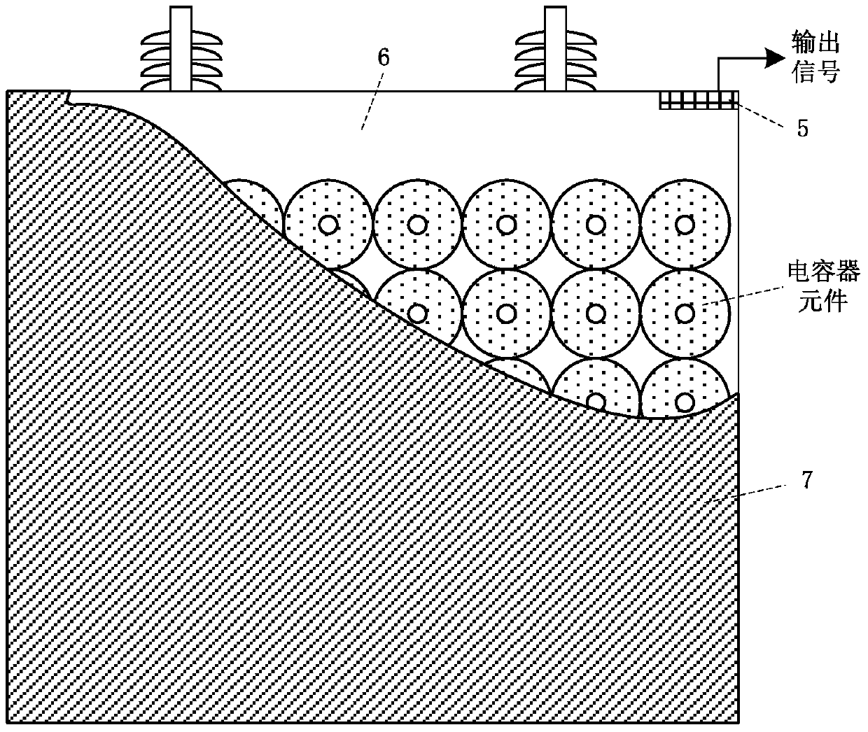 A dry-type metallized film capacitor gas-sensing protection device and method