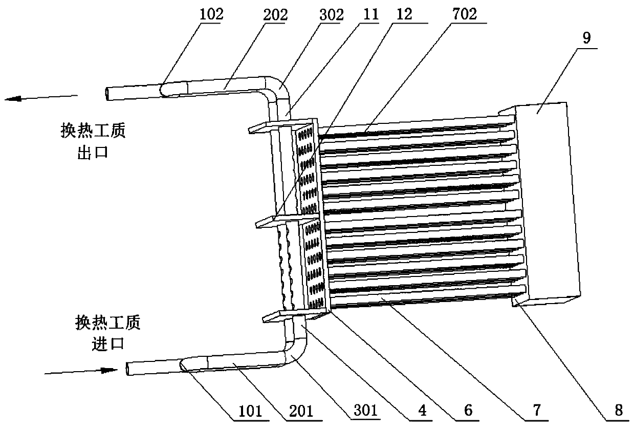 An inlet and outlet tube box for evenly distributing the flow in the tube of a tube heat exchanger