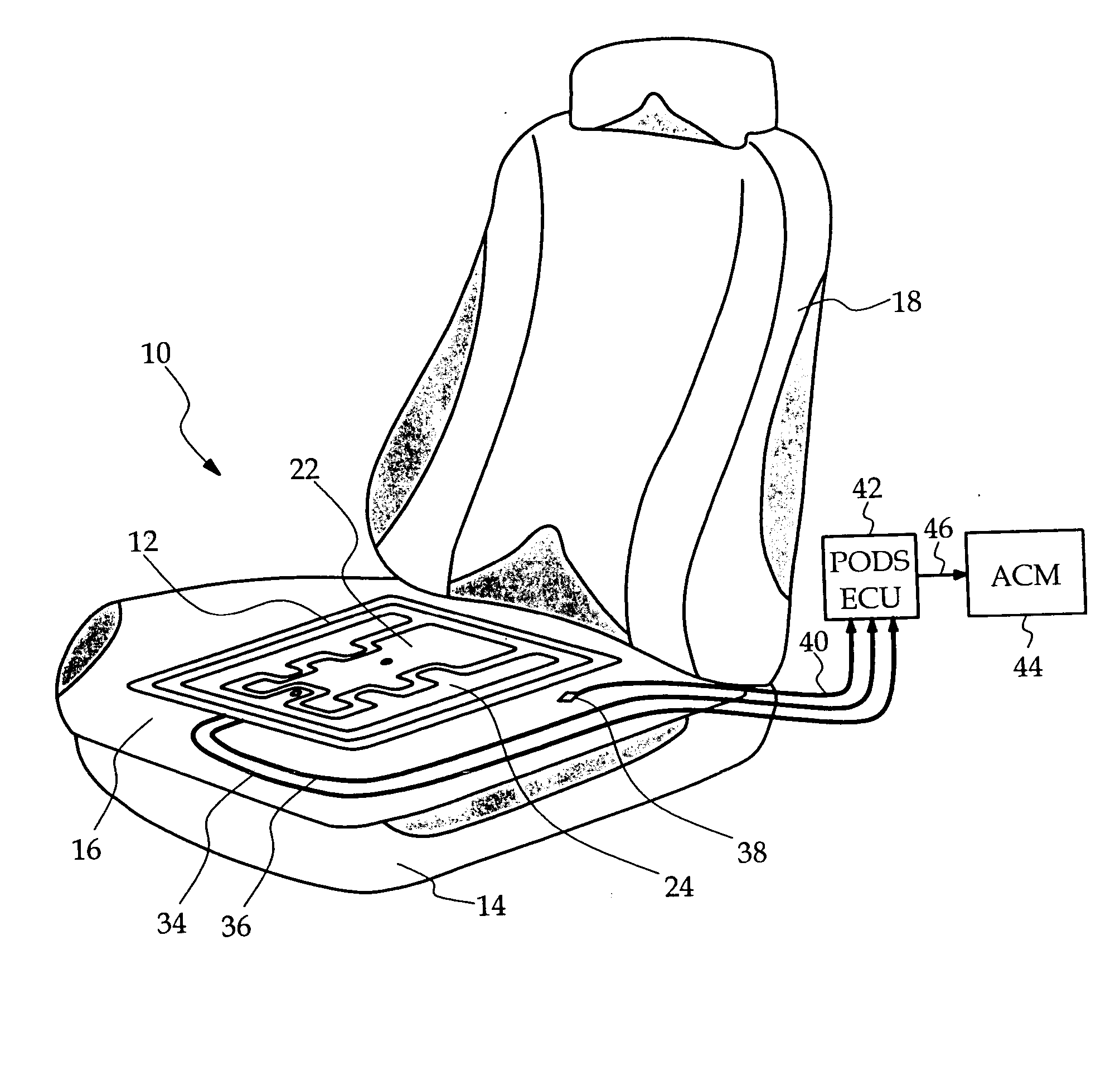 Dual interdigitated chamber seat bladder for occupant position and weight estimation