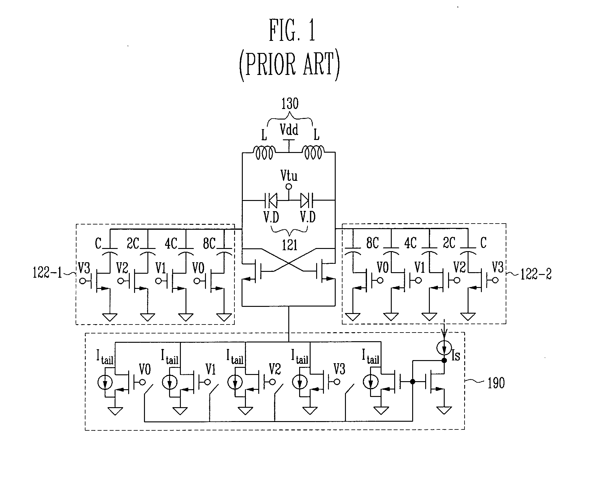 Multi-band LC resonance voltage-controlled oscillator with adjustable negative resistance cell