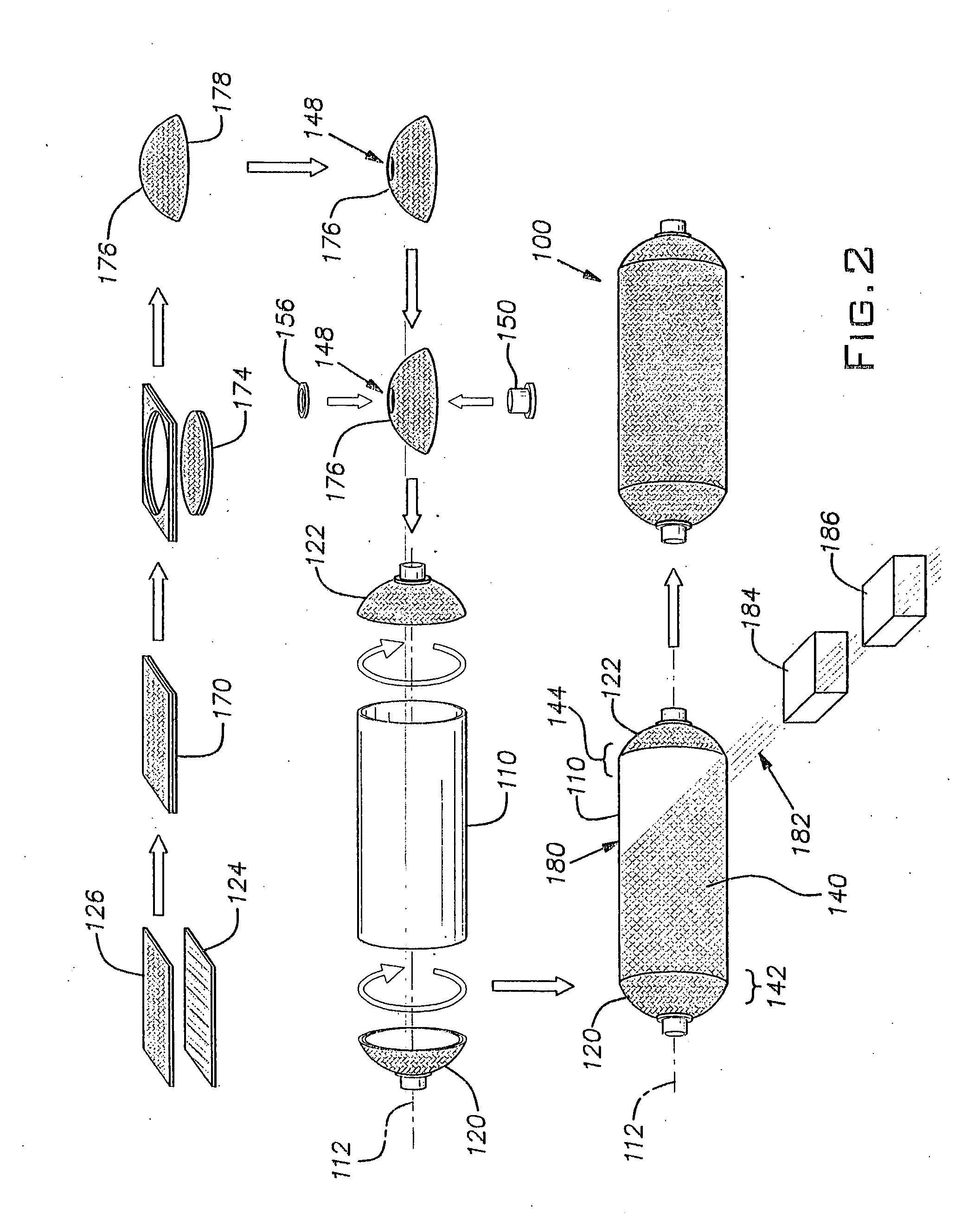 Composite pressure vessel assembly and method