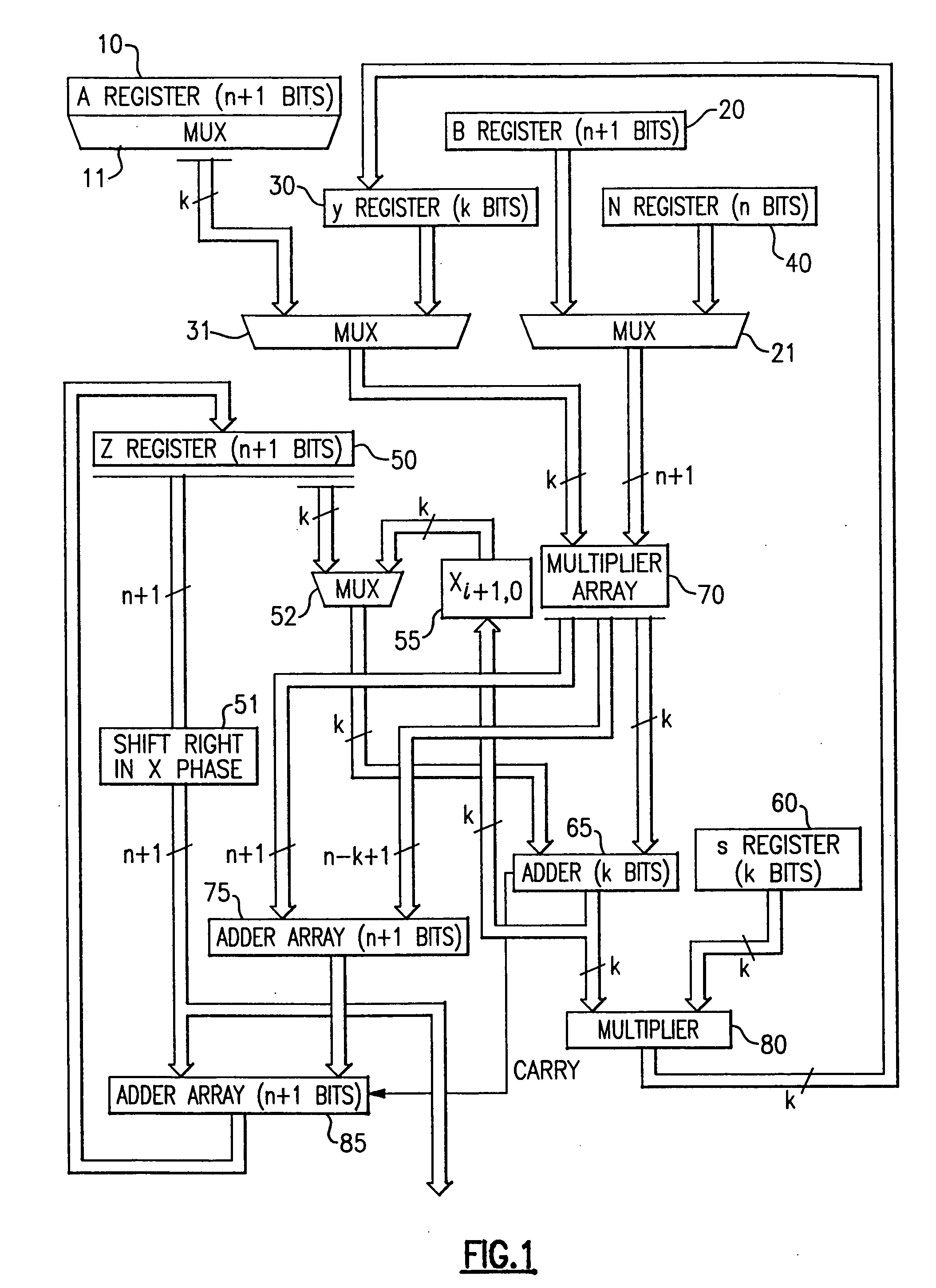 Circuits and methods for modular exponentiation