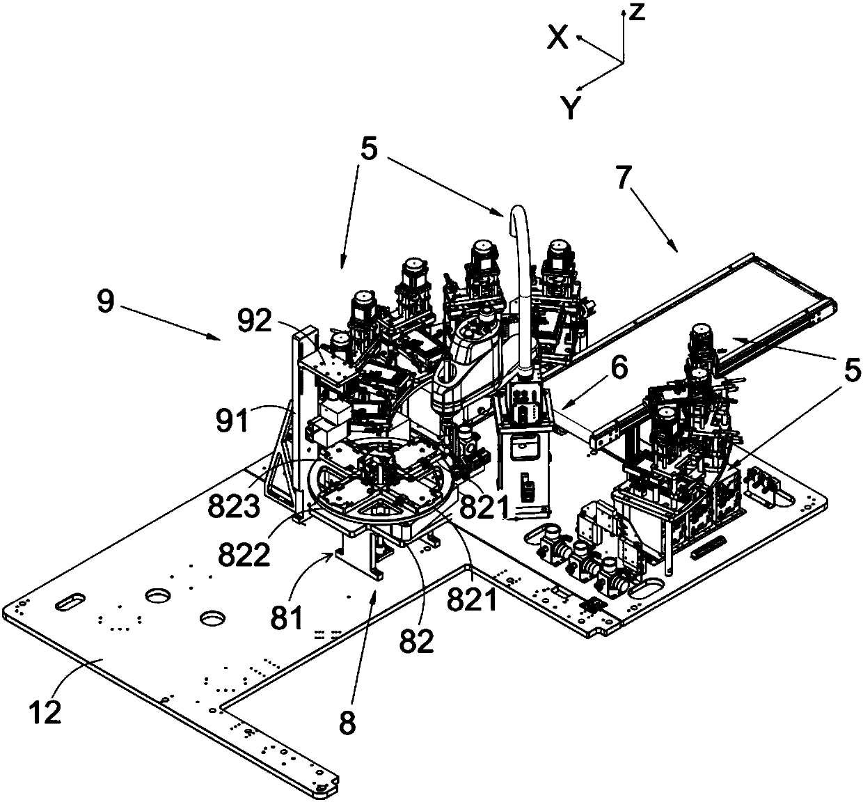 Sealing property detection device with four-station loading rotary table