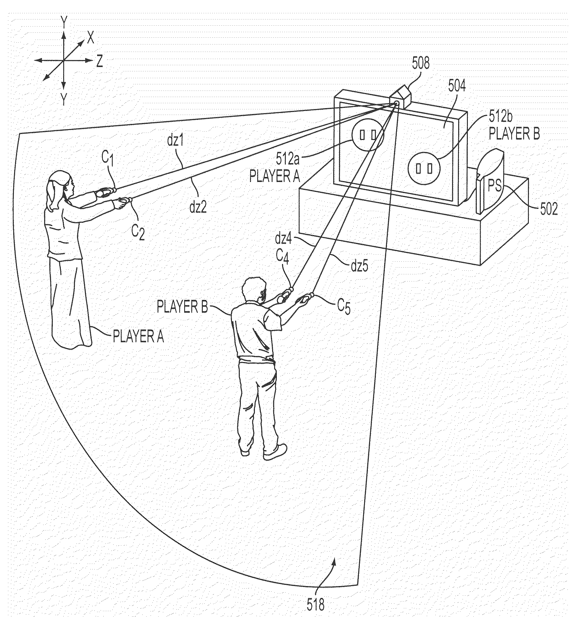 Determining location and movement of ball-attached controller