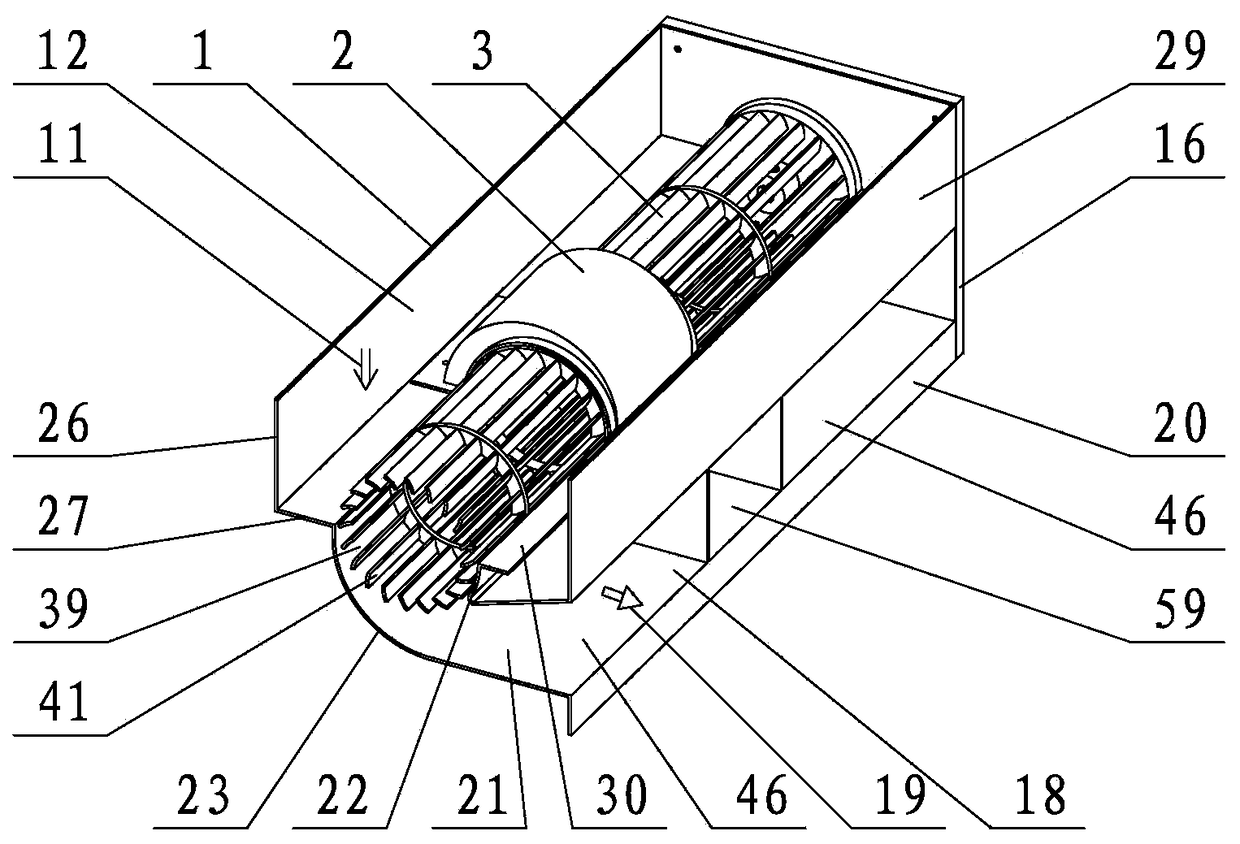 Cross-flow and centrifugal hybrid type fan