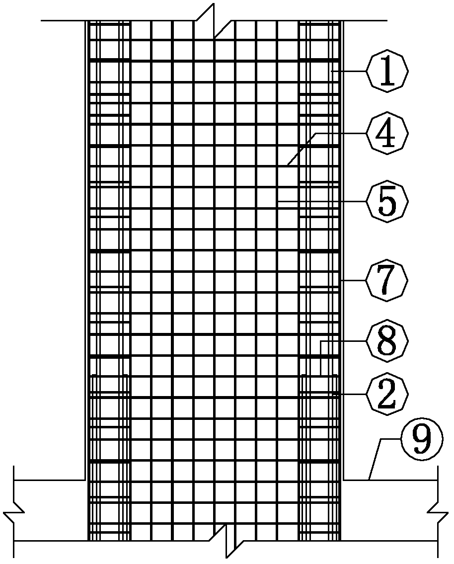 Bottom double composite section steel shear wall with reinforced concrete frame and inside-hidden steel plate as well as manufacturing method