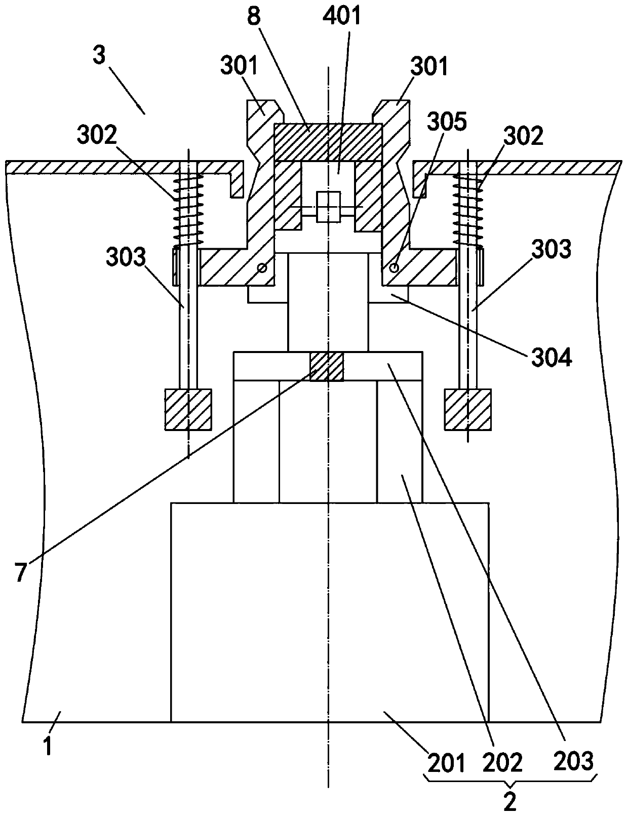 Drill fixing device used during machining holes in strip-shaped plate at equal intervals