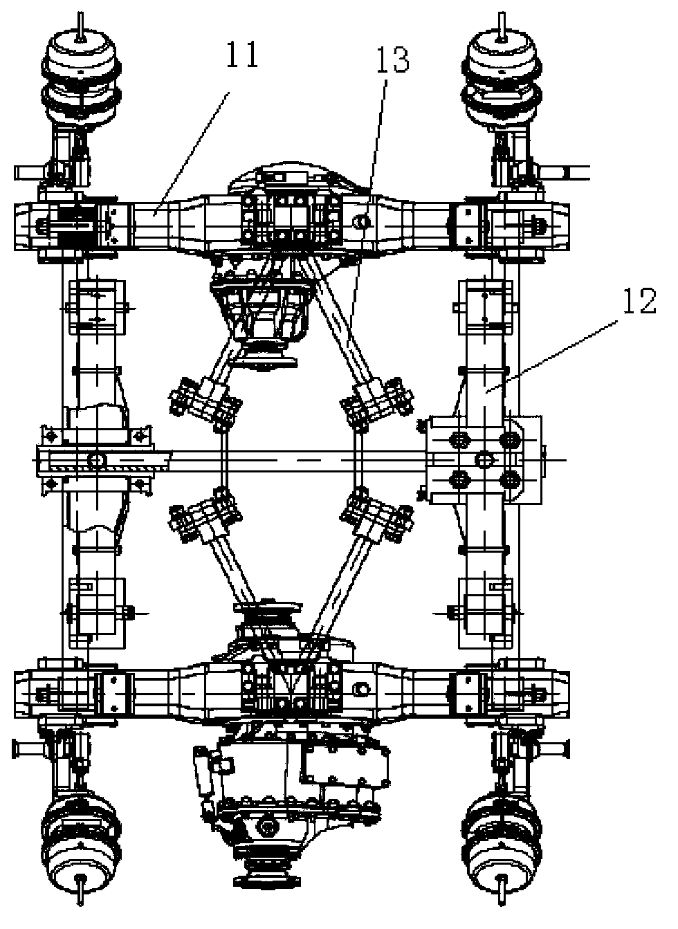 X-type traction bar, rear suspension assembly and vehicle