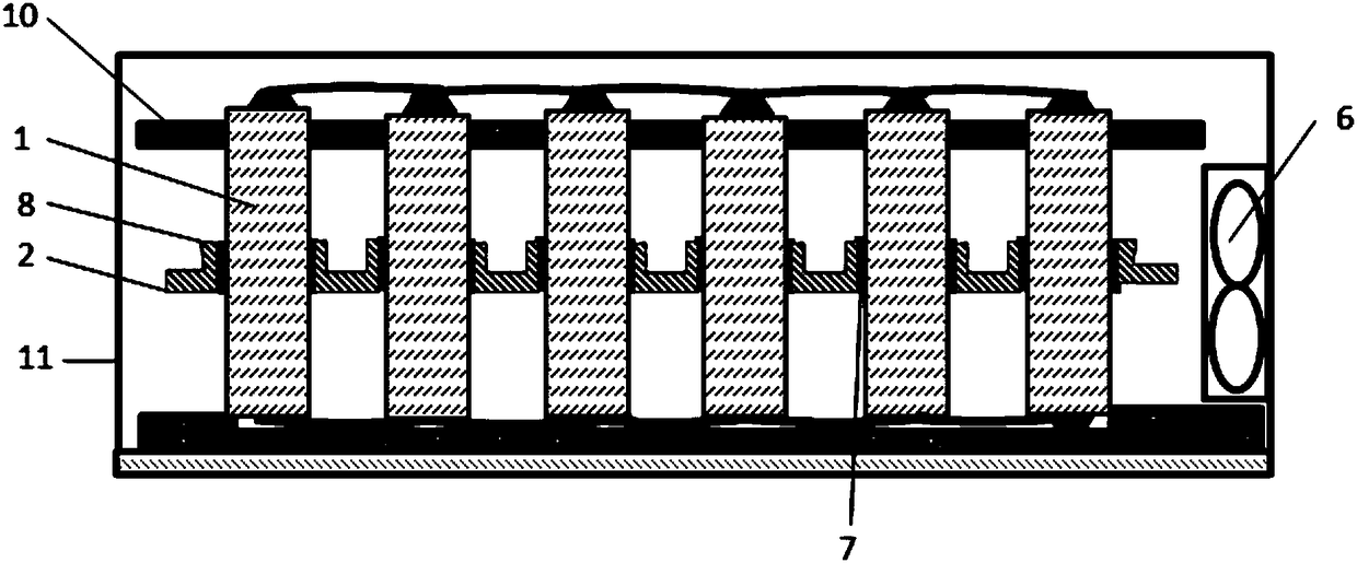 A forced convection power battery cooling device