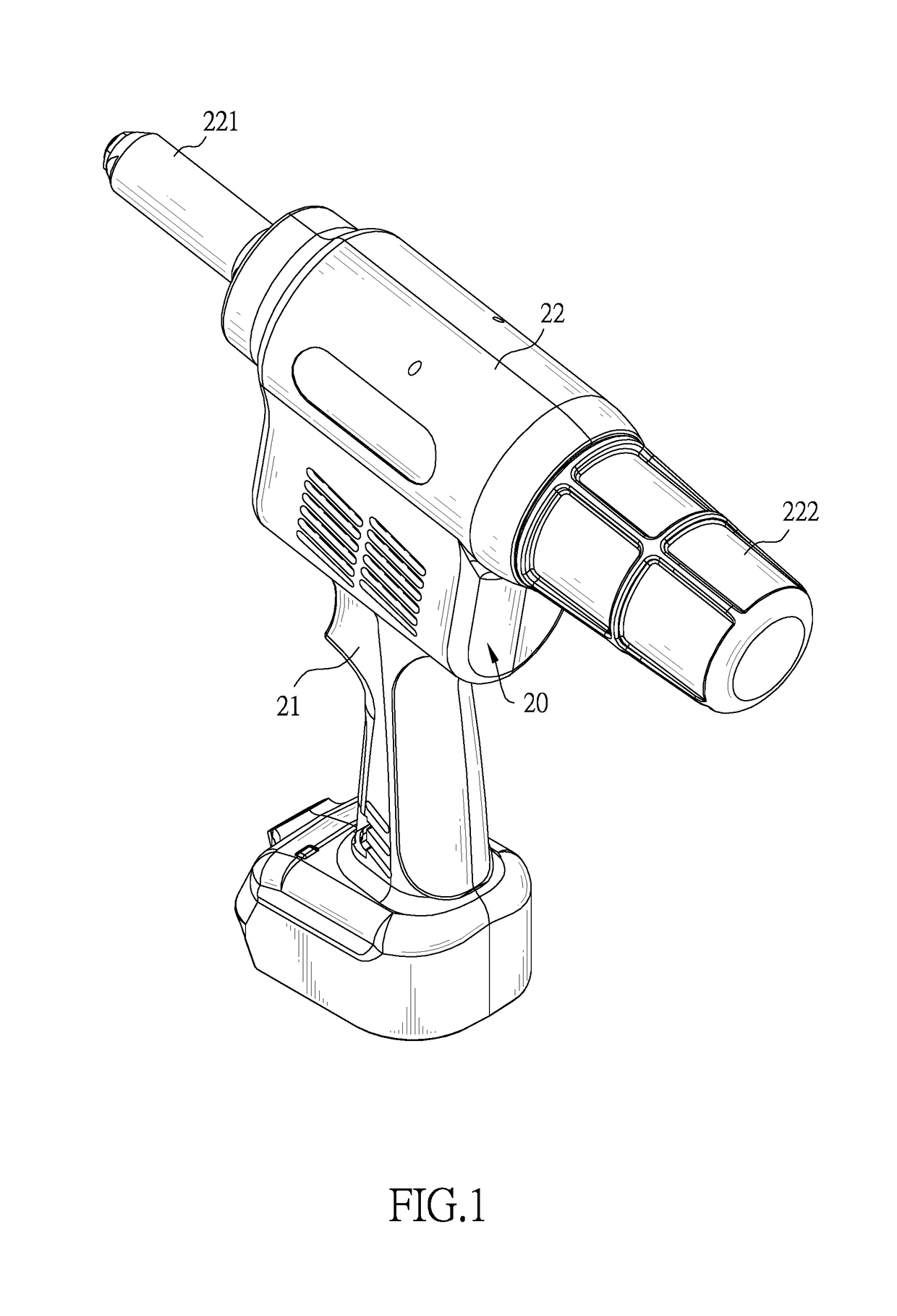 Mandrel-pulling distance sensing assembly of an electric rivet gun