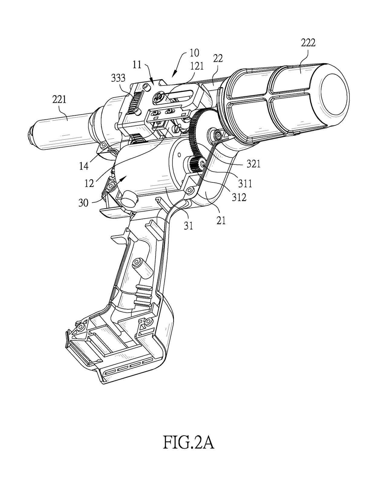 Mandrel-pulling distance sensing assembly of an electric rivet gun
