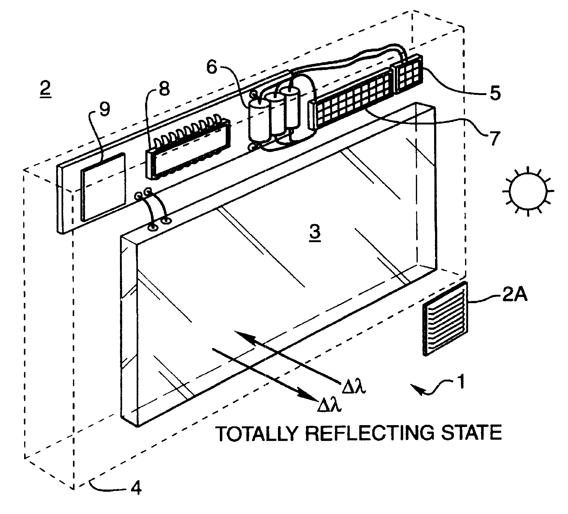 Non-absorptive electro-optical glazing structure employing composite infrared reflective polarizing filter