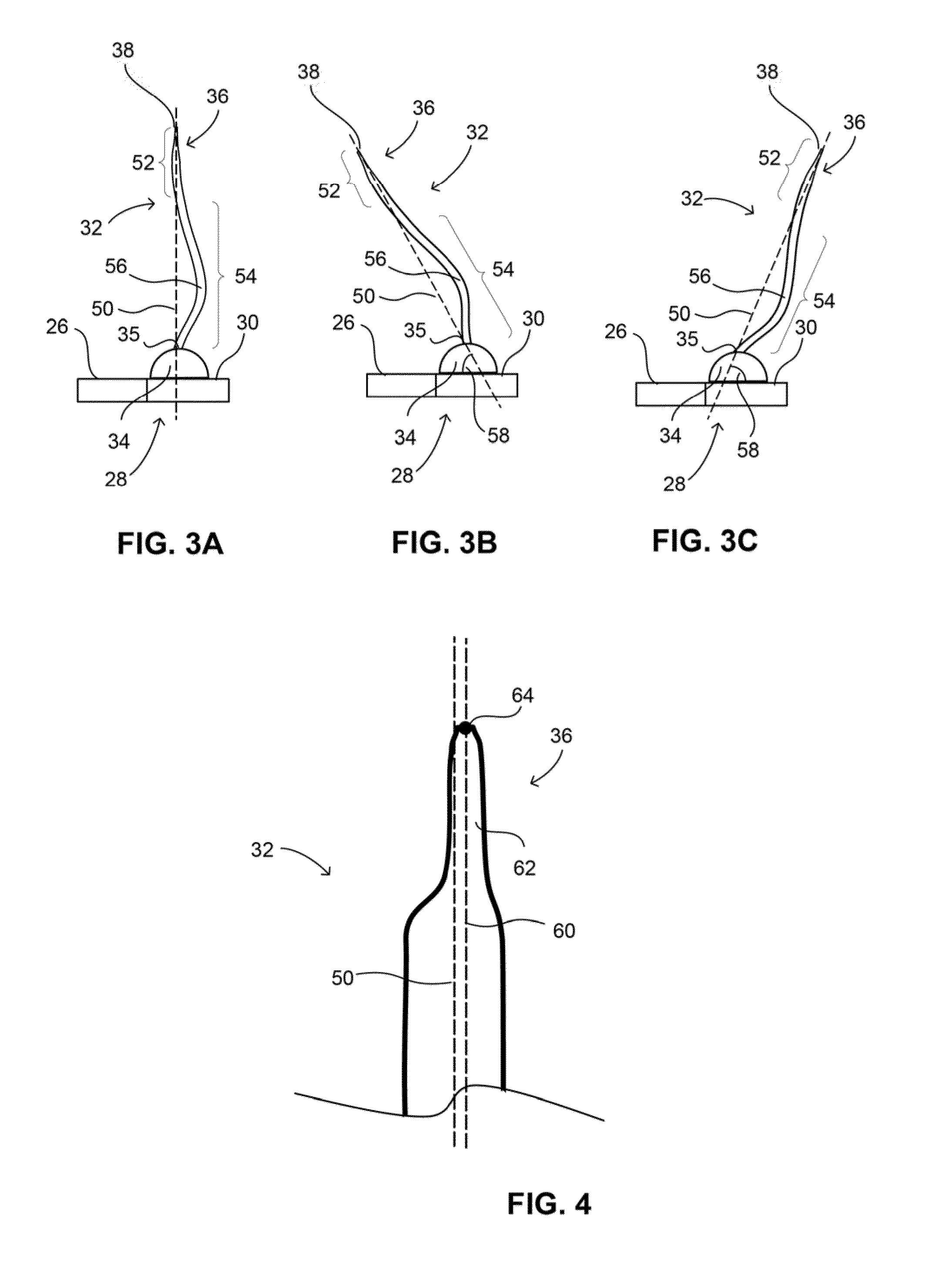 Microelectronic element with bond elements to encapsulation surface
