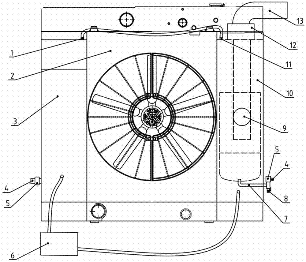 Cooling water tank with tail gas treatment function