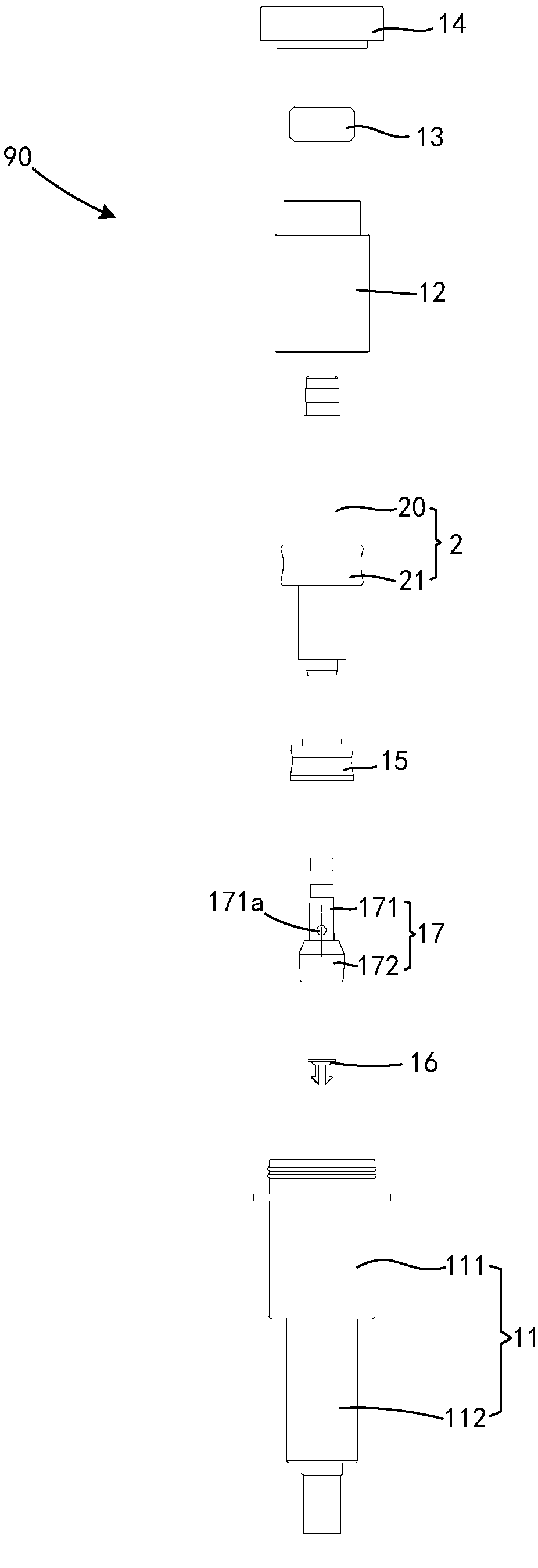 Pump assembly and container with content discharge function