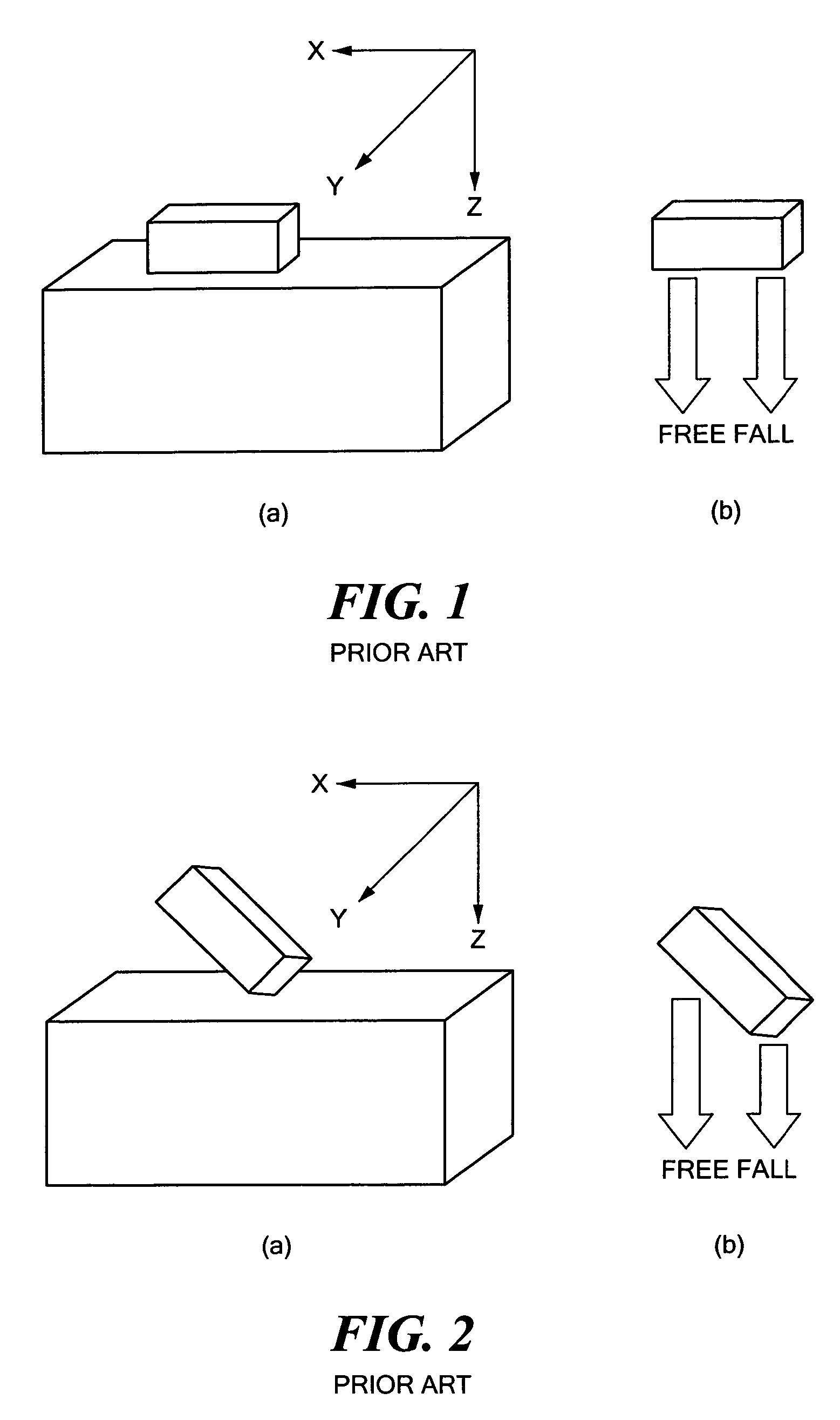 Accelerometer-based differential free fall detection system, apparatus, and method and disk drive protection mechanism employing same