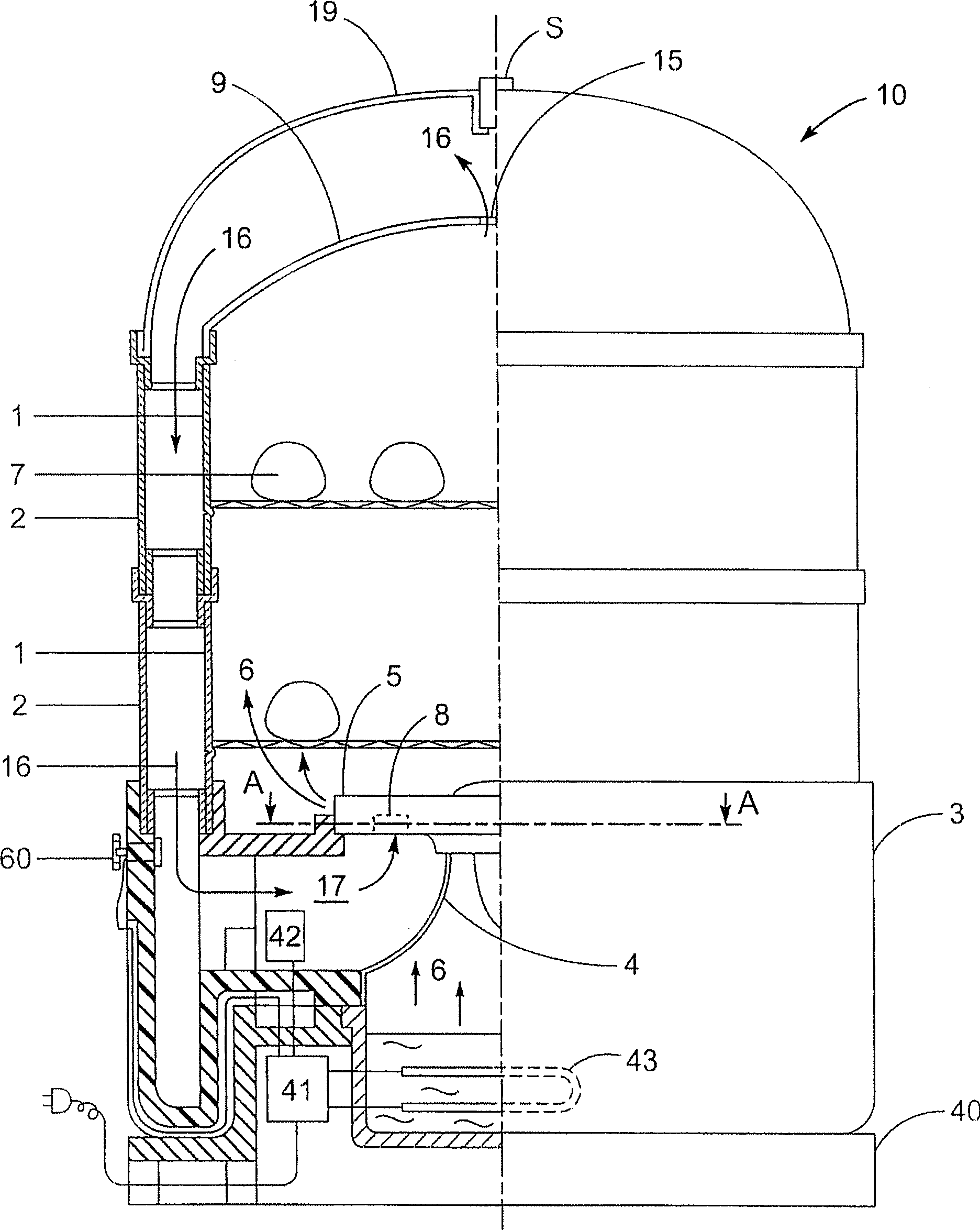 Hot pipe type food steamer and control method thereof