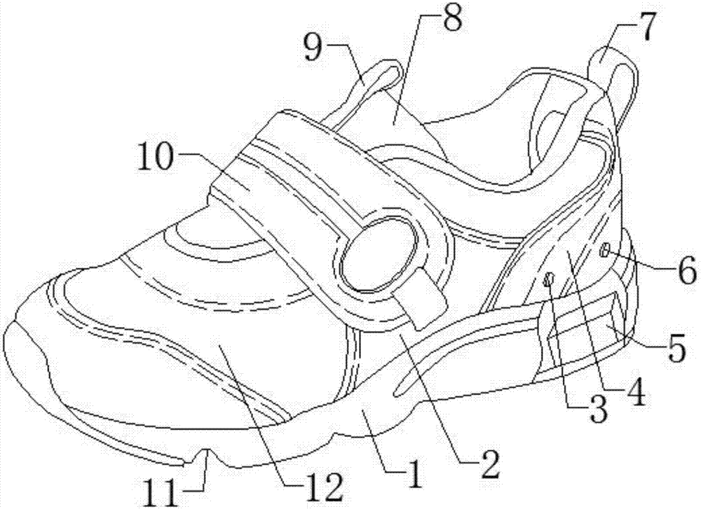 Multifunctional children shoe with space in shoe adjustable