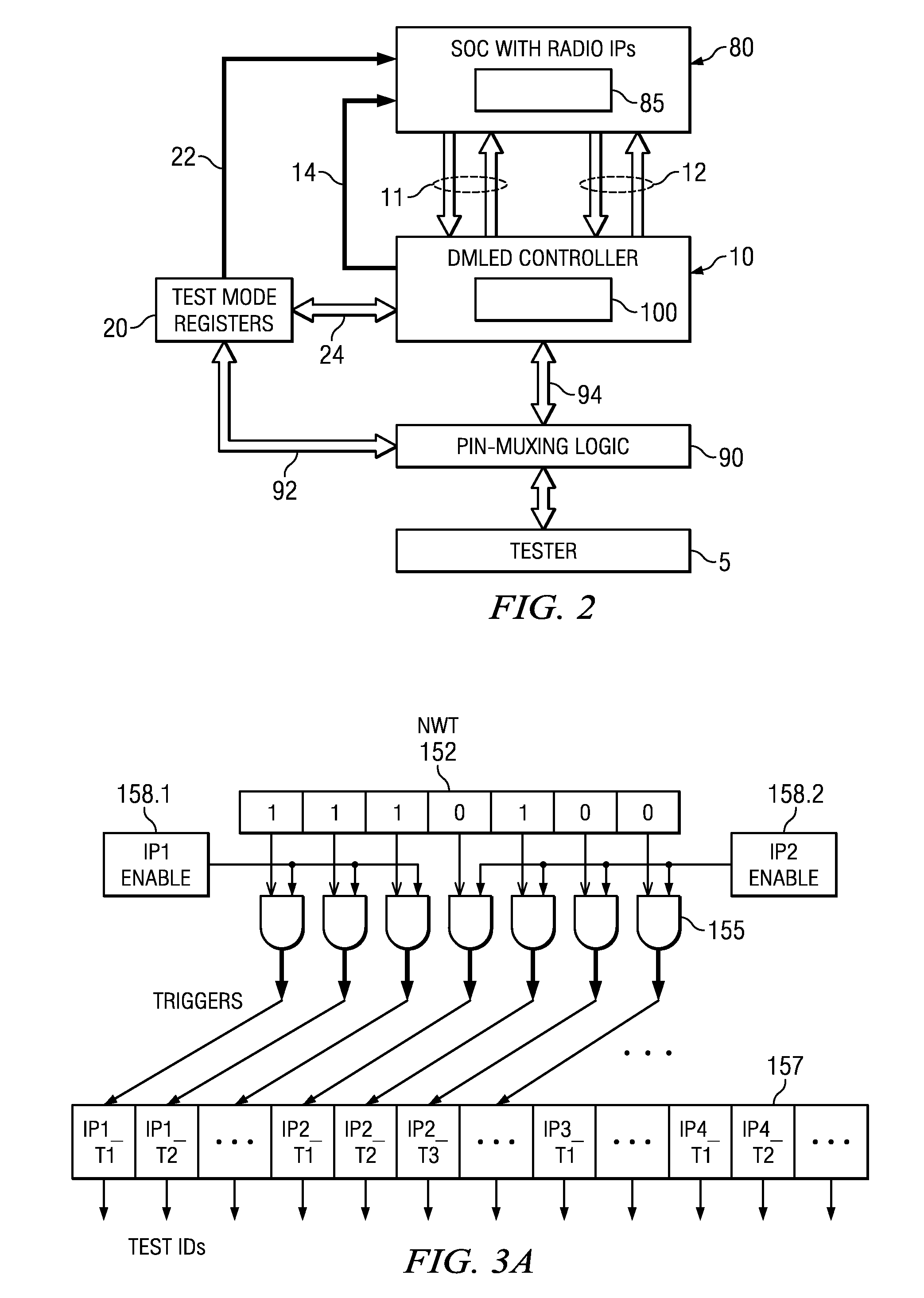 Built-in self-test methods, circuits and apparatus for concurrent test of RF modules with a dynamically configurable test structure