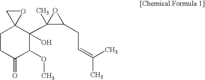 Pharmaceutical composition for the treatment of seborrhea containing 4-hydroxy-5-methoxy-4-[2-methyl-3(3-methyl-2-butenyl)-2-oxiranyl]-1-oxaspiro[2,5]octan-6-one