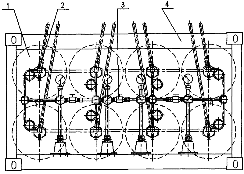 High-pressure natural gas long pipe trailer for four-stage gas filling