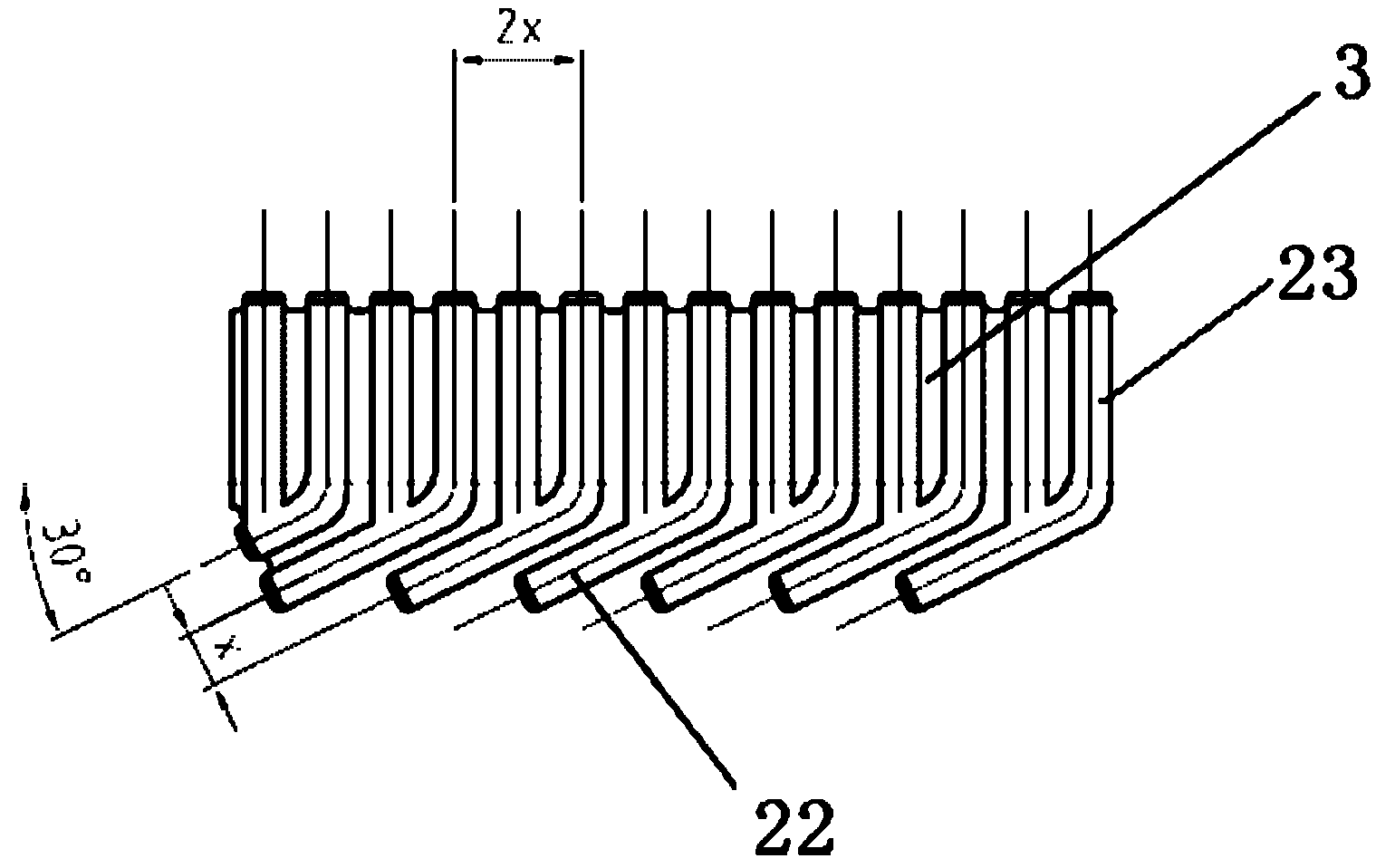 Boiler comprising water cooling system for variable-section hearth