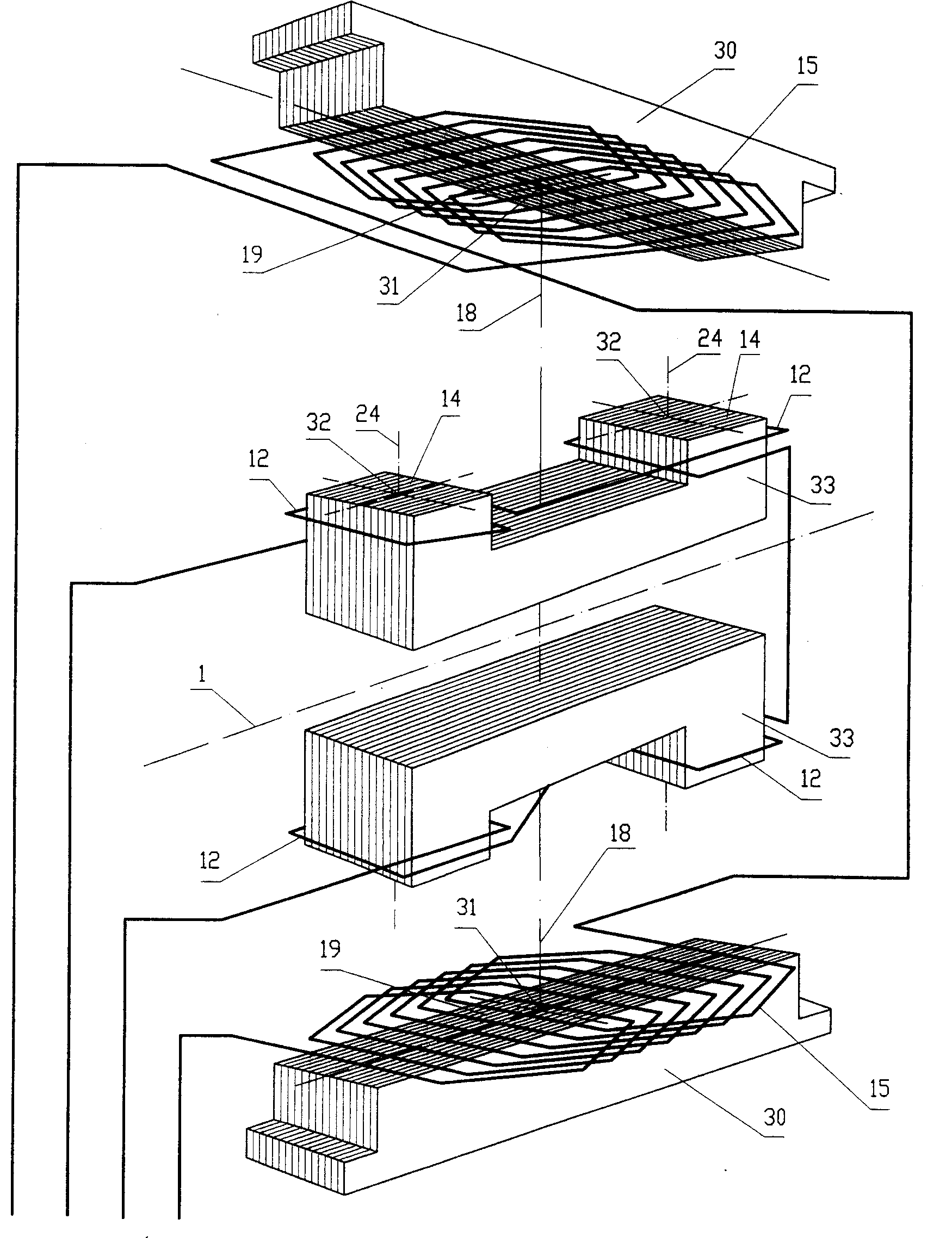 An electric harmonic reciprocating line motion impact device