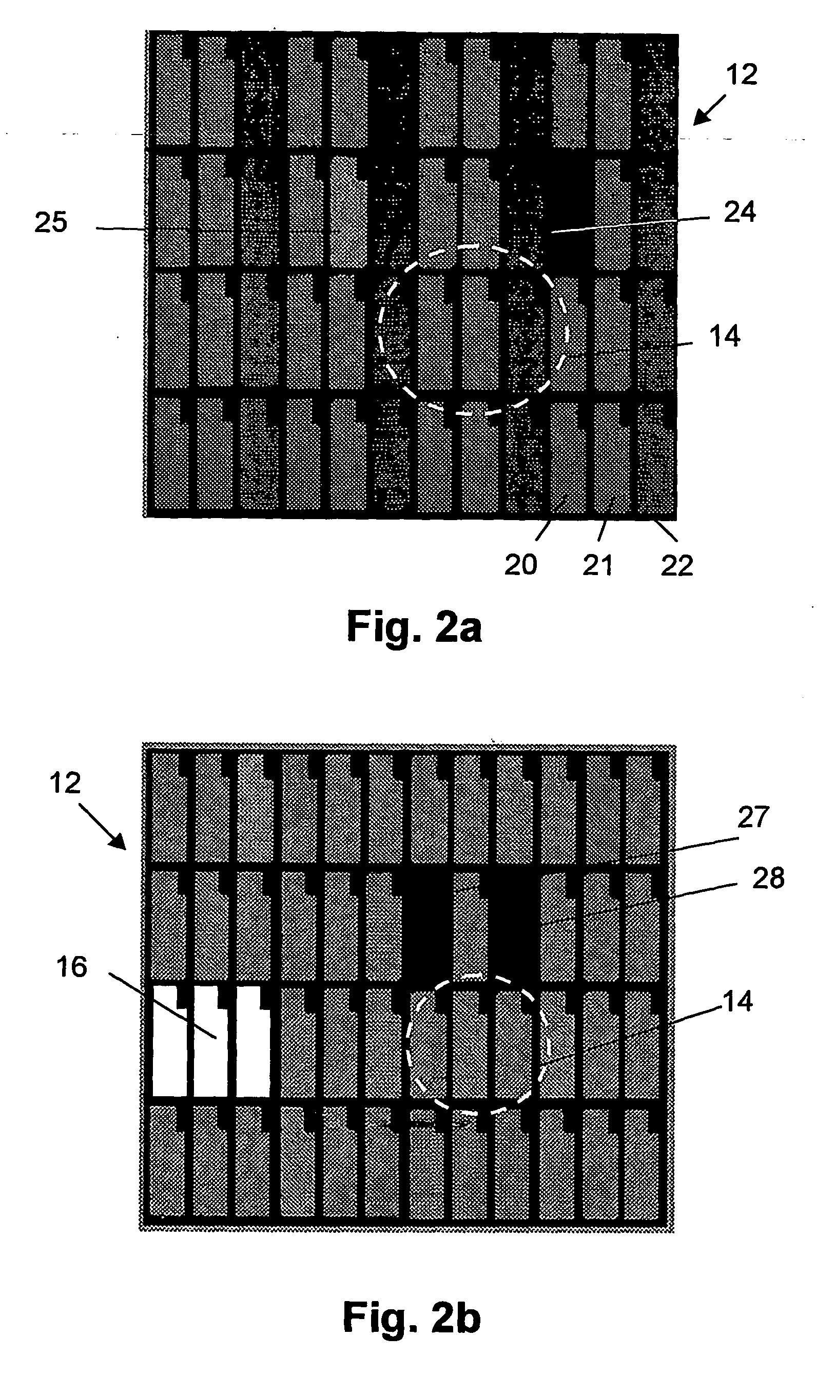 Method and device for visual masking of defects in matrix displays by using characteristics of the human vision system