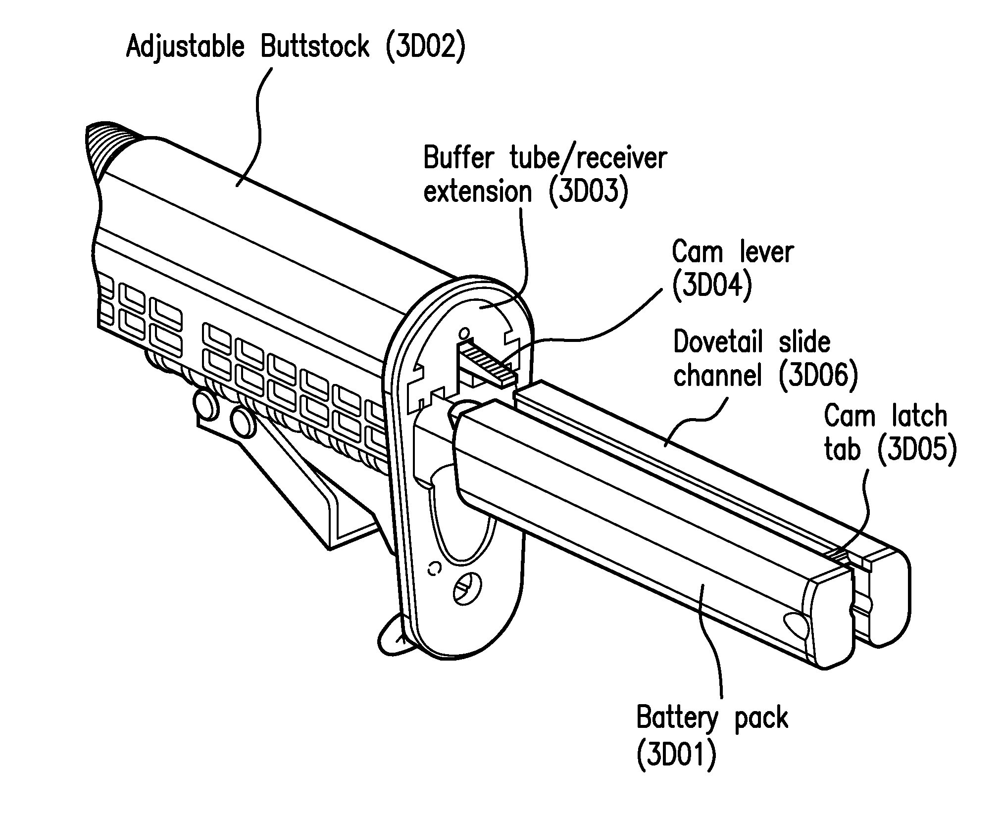 Rifle accessory rail, communication, and power transfer system-battery pack