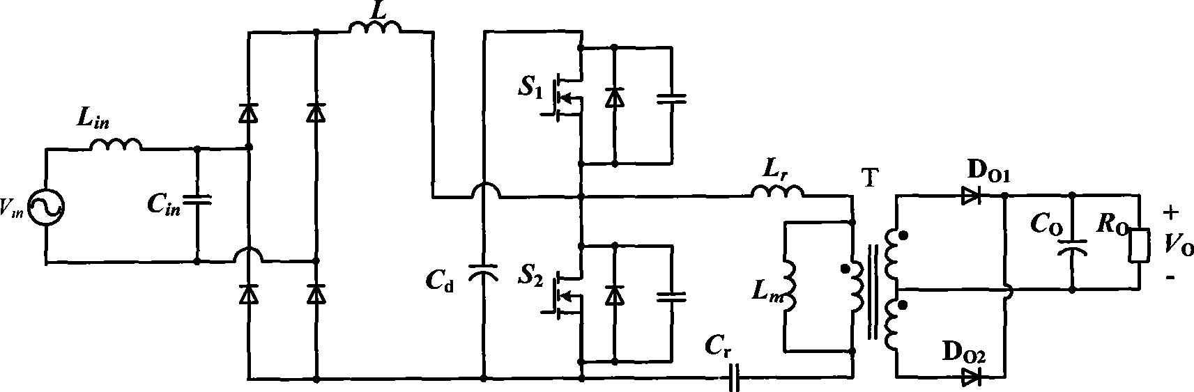Low voltage stress single-stage AC-DC converter based on LLC series resonance