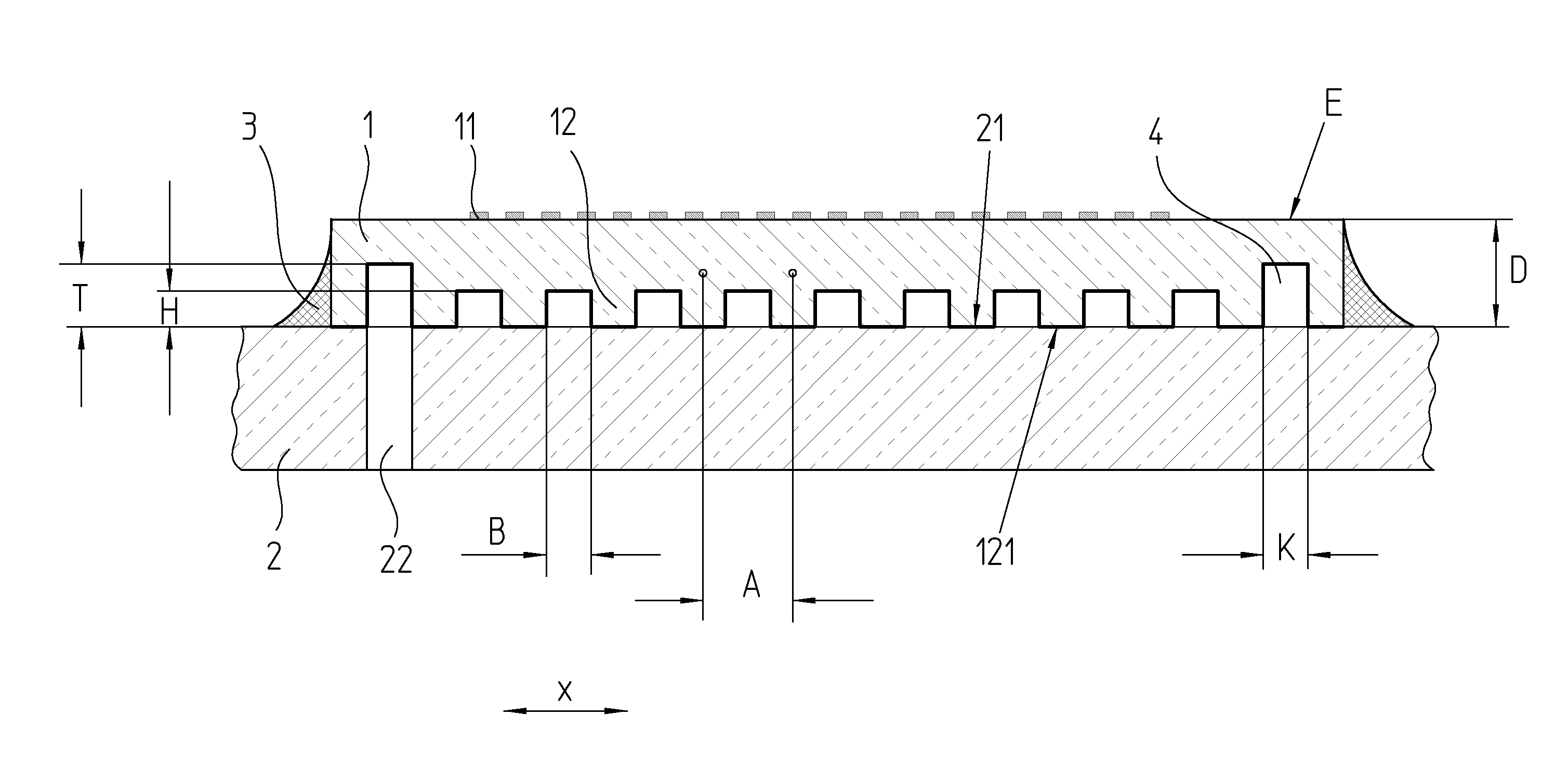Assembly comprising a measuring scale attached to a substrate and method for holding a measuring scale against a substrate