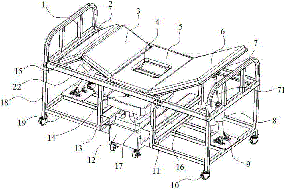 Nursing bed capable of treating excrement and urine