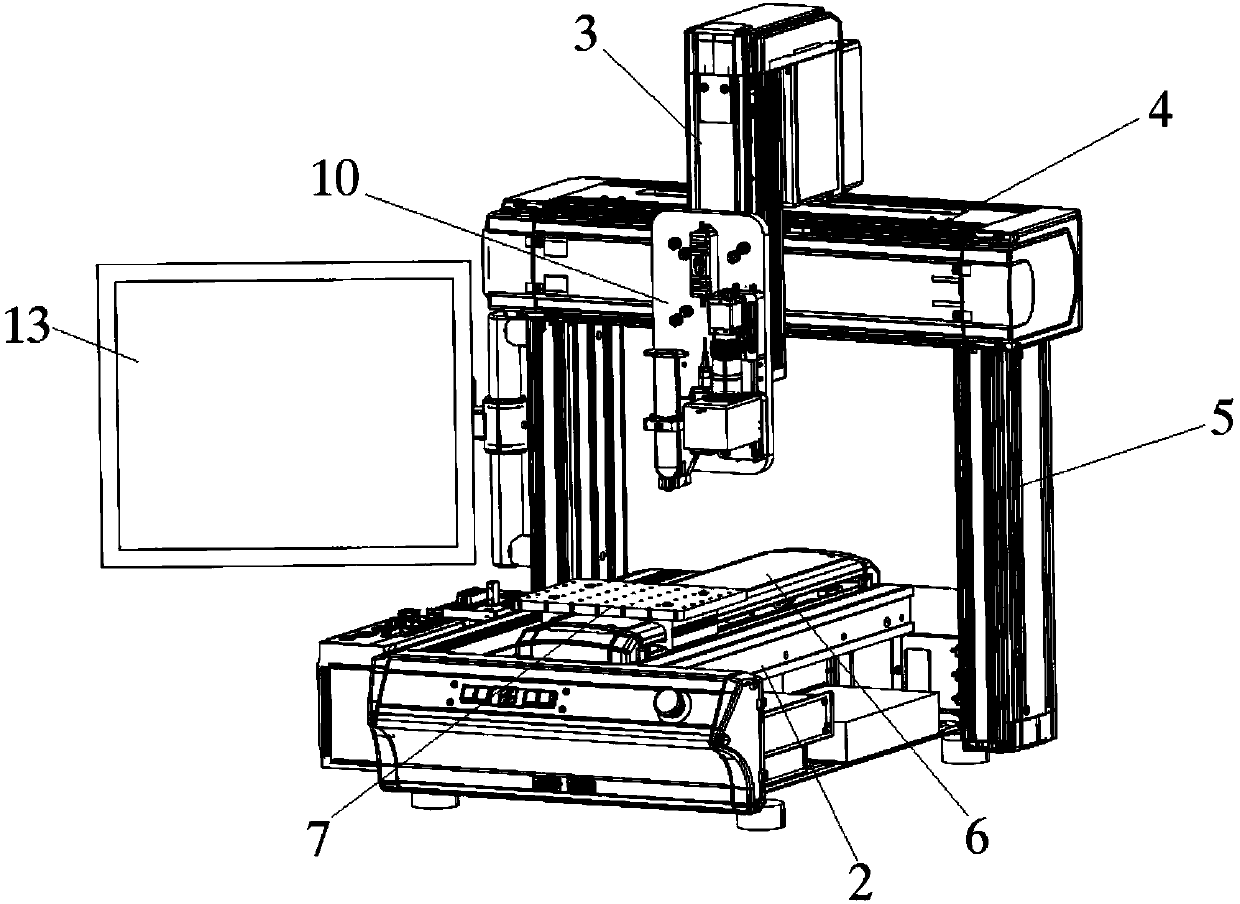 A desktop type glue dispensing robot