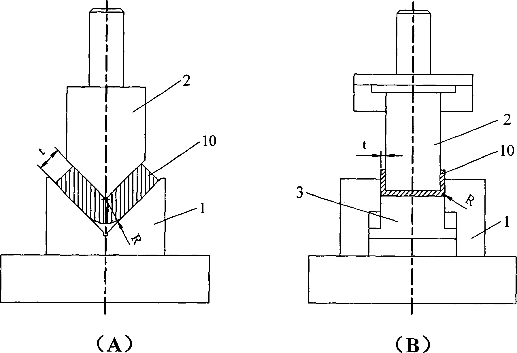 Bent machining method for metal plate
