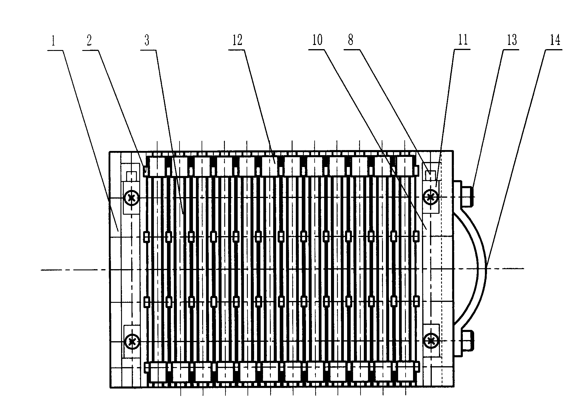 Composite pressing clamp of panel-type electrode bracket for COMMB-LED (chip on mirror metal board-light emitting diode)