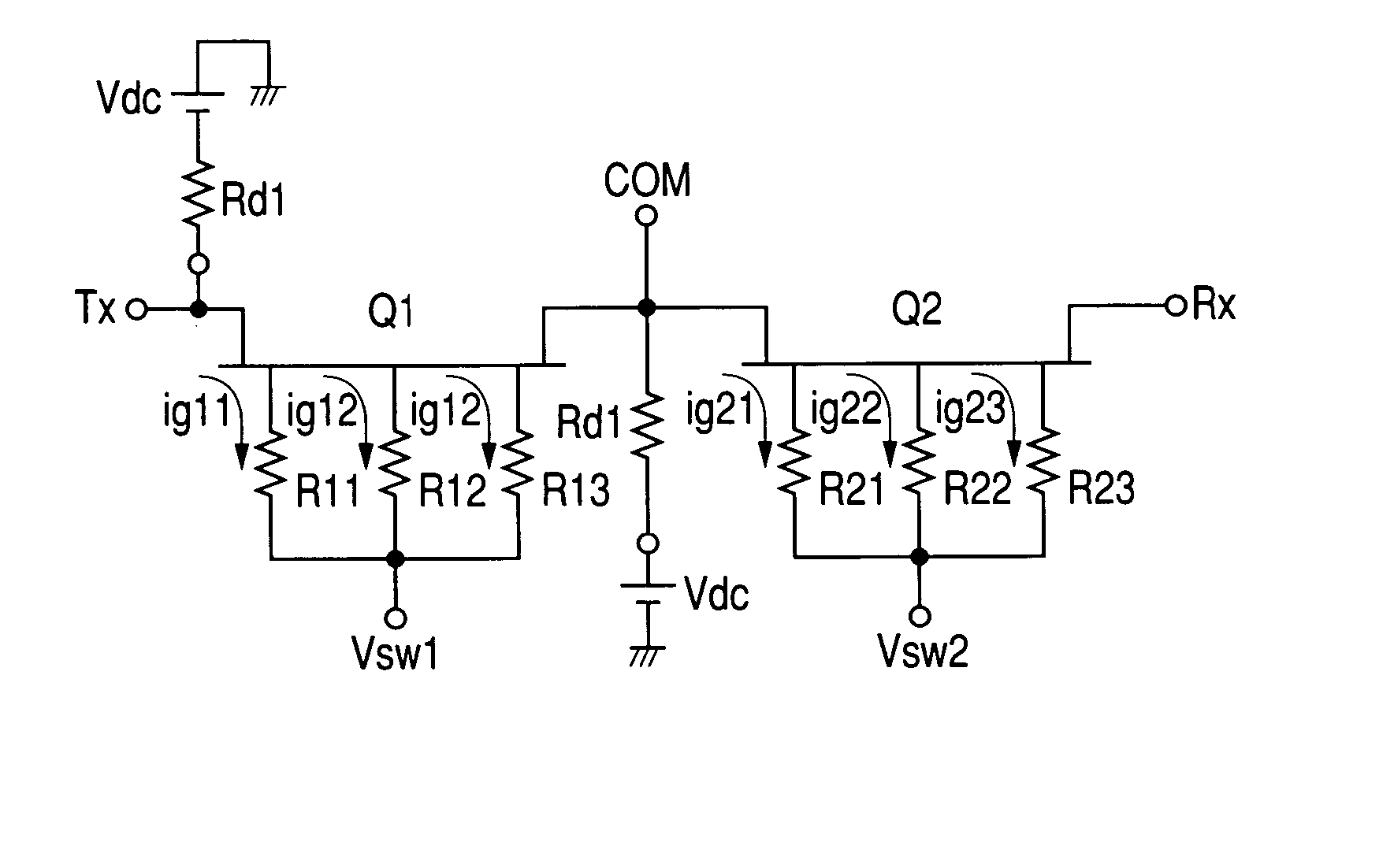 Electric component for communication device and semiconductor device for switching transmission and reception