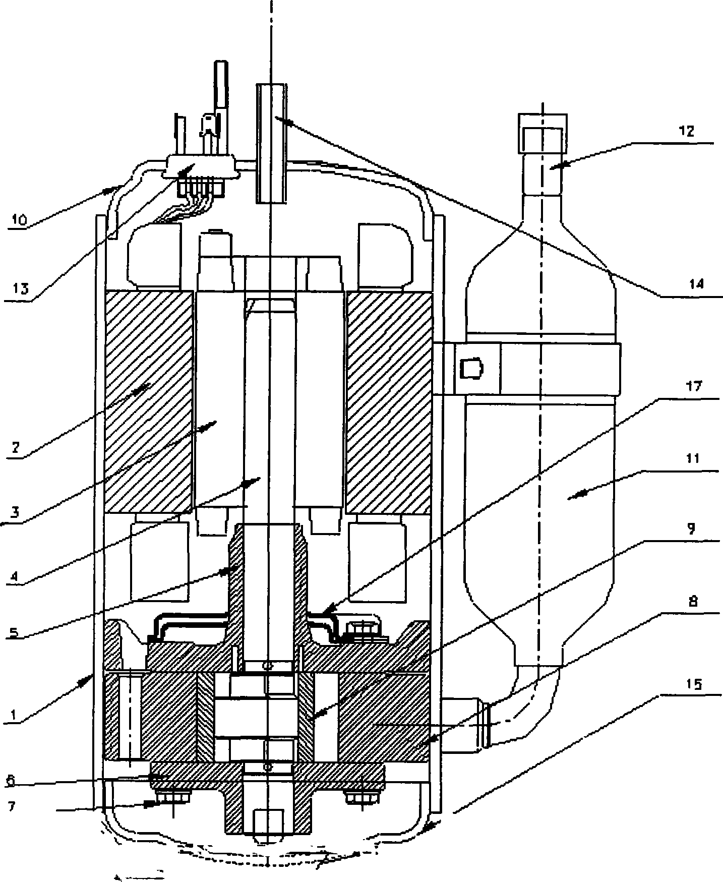 Base corner of rotary compressor