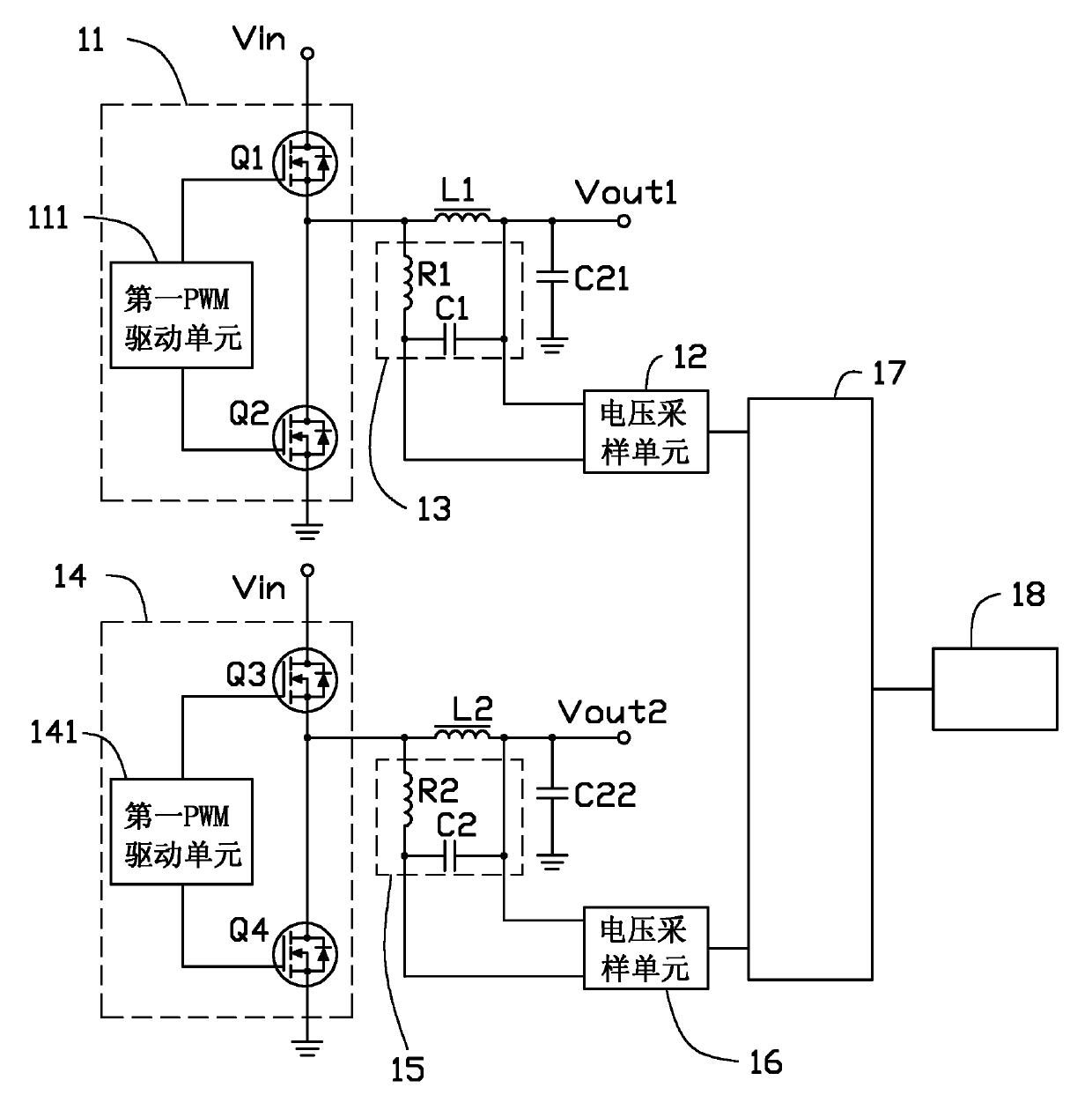 Output current monitoring device for voltage reduction type conversion circuit