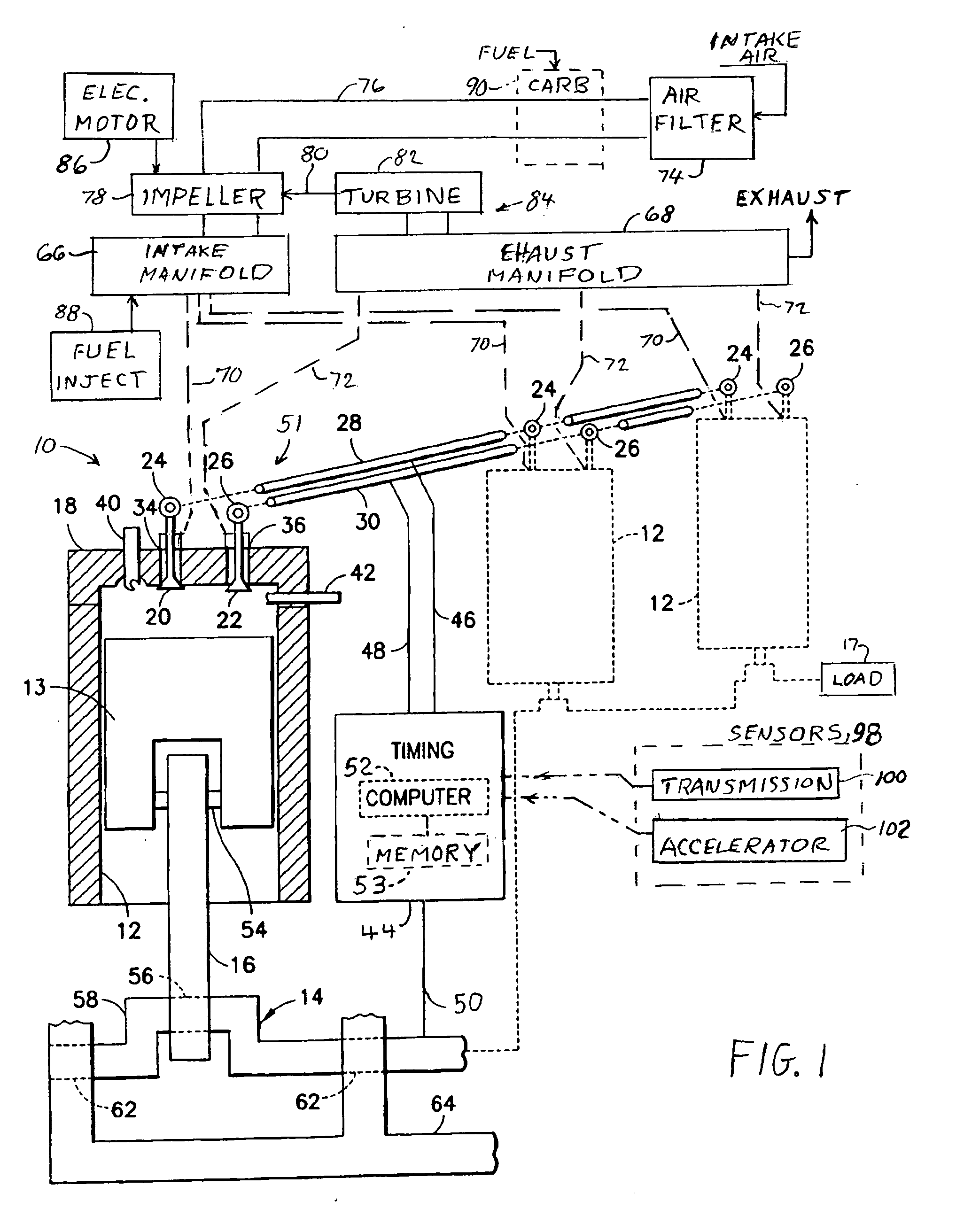 Two-stroke internal combustion engine with valves for improved fuel efficiency