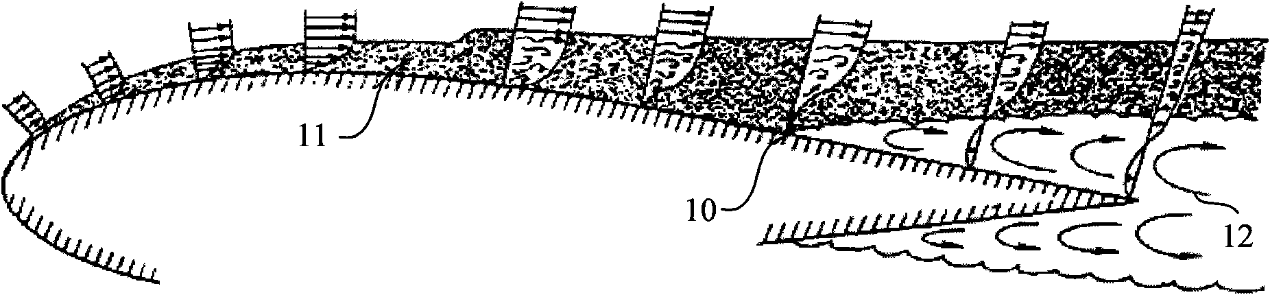Reverse circulation blowing-down device of wing boundary layer