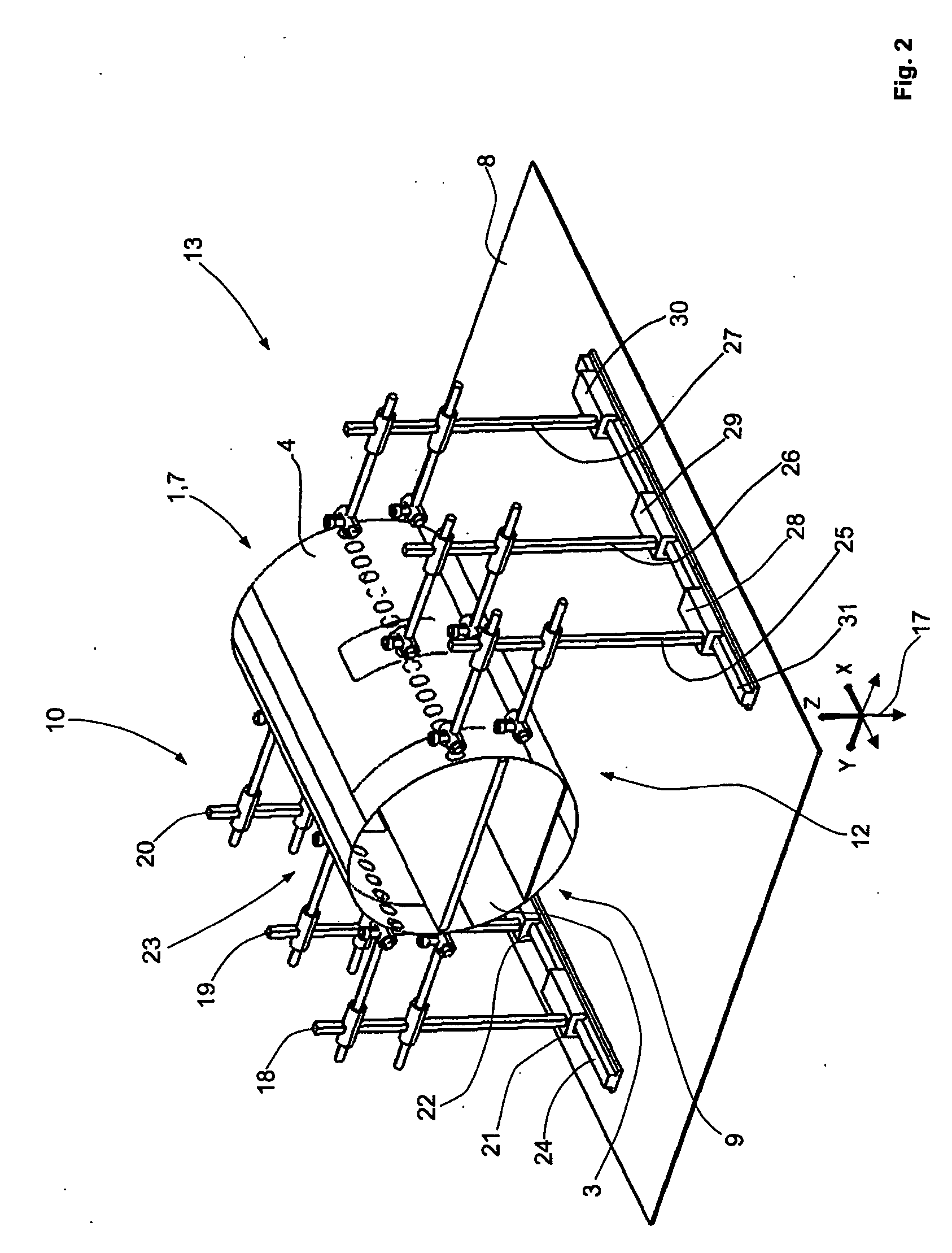 Device and method for joining and tacking sections for transportation vehicles