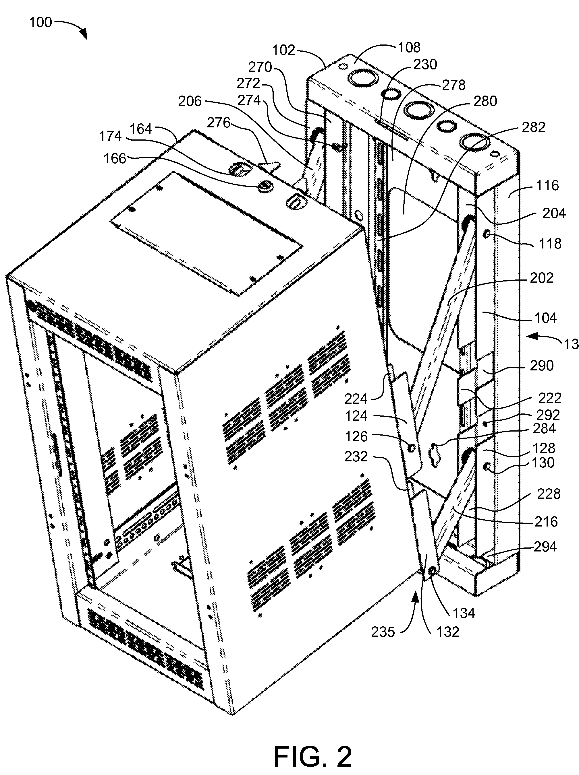 Wall-mounted articulating half rack cabinet system