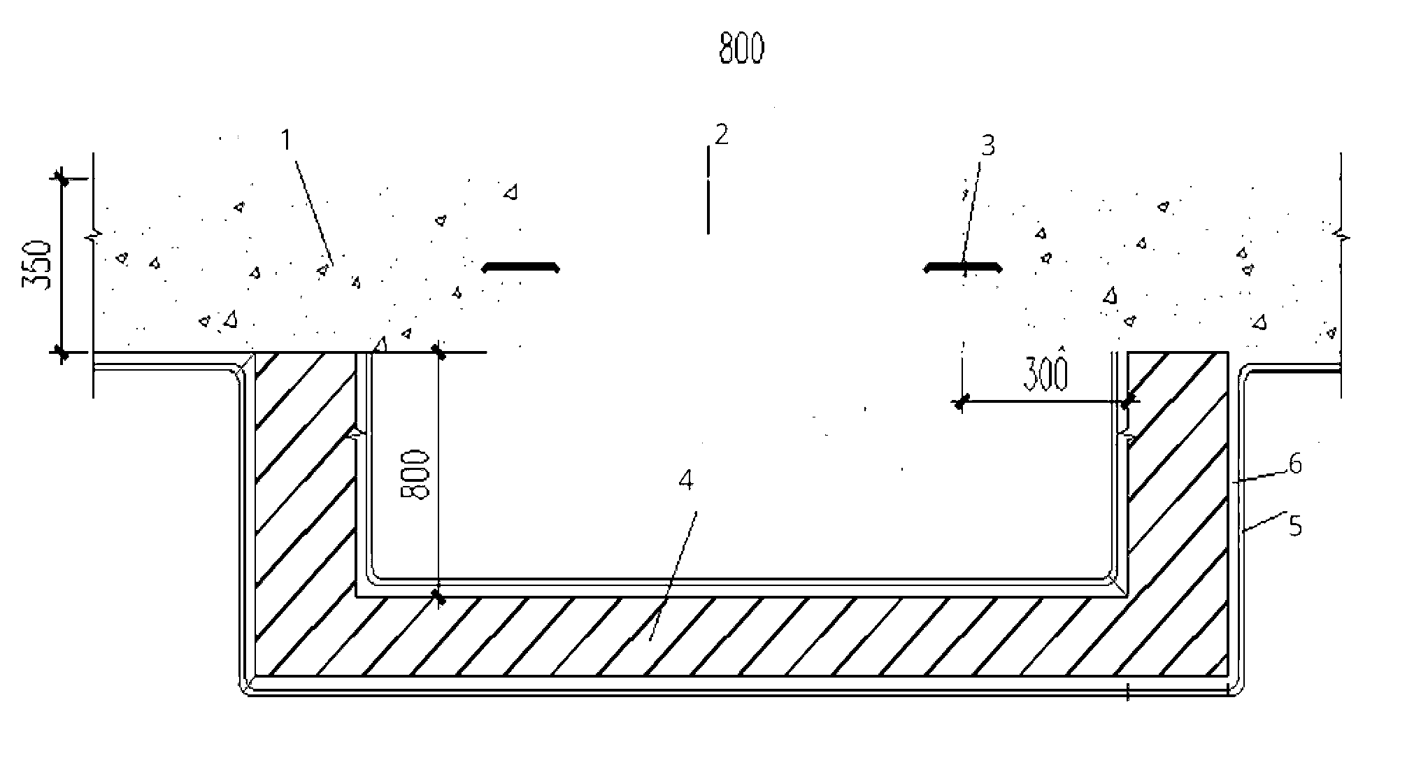 Basement exterior wall post-cast strip construction structure