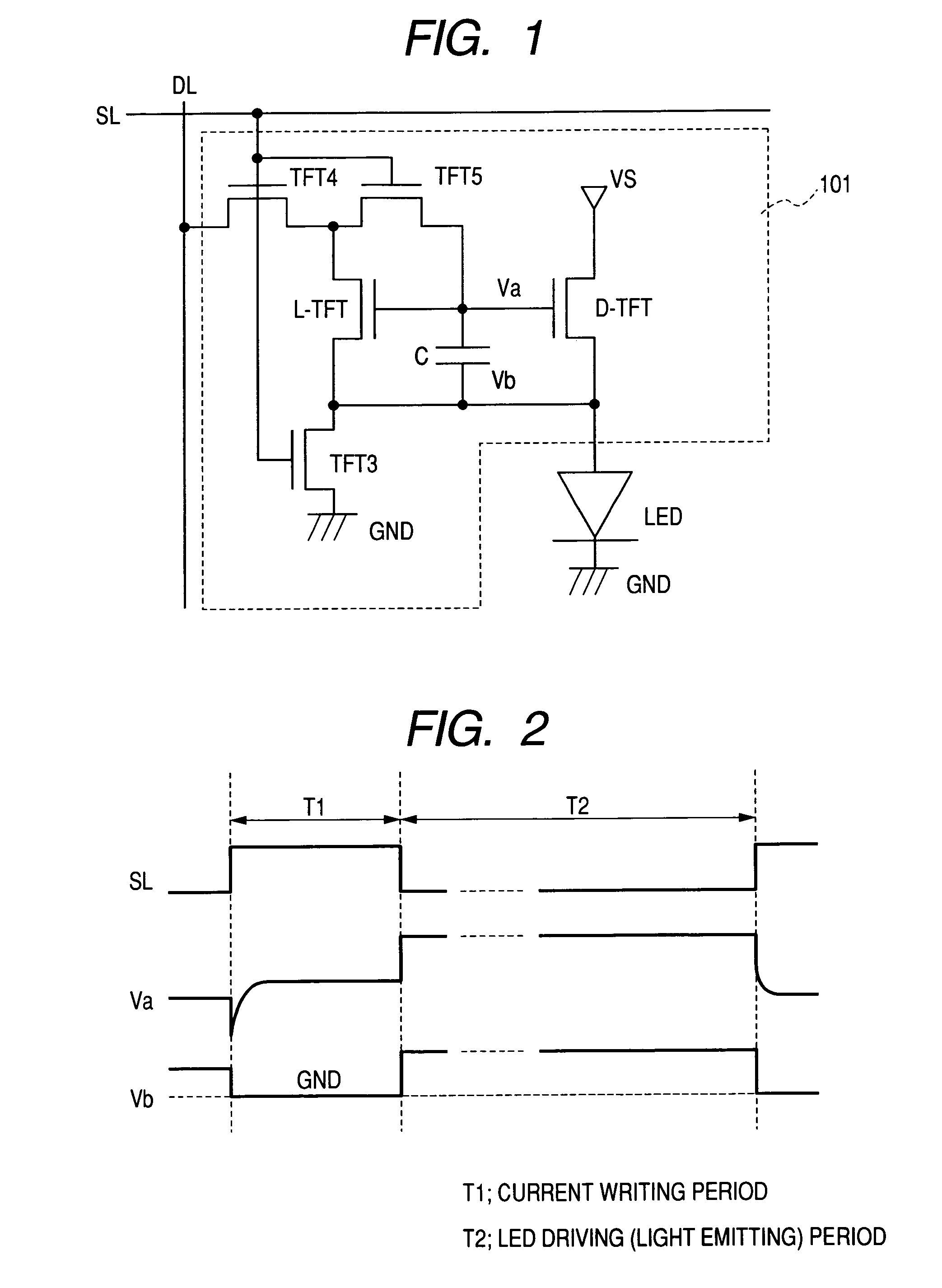 Light emitting display device with first and second transistor films and capacitor with large capacitance value