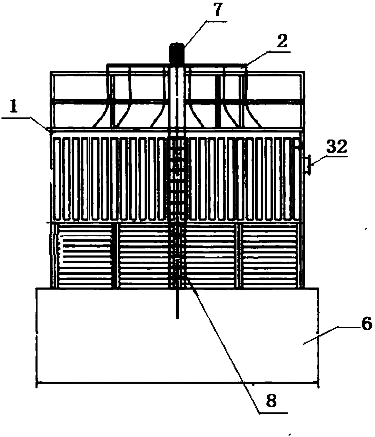 Reverse flow cooling tower