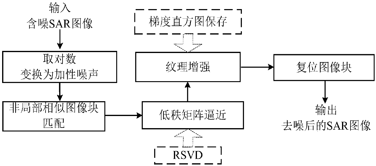 SAR image rapid denoising method based on RSVD and histogram storage