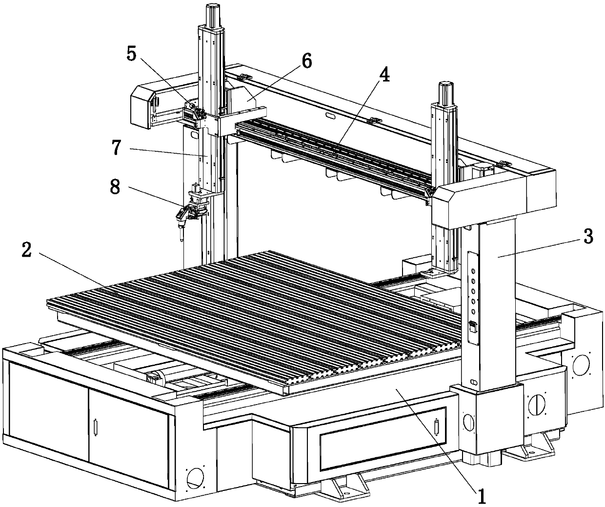 Five-axis linkage laser cutting machine and cutting process thereof